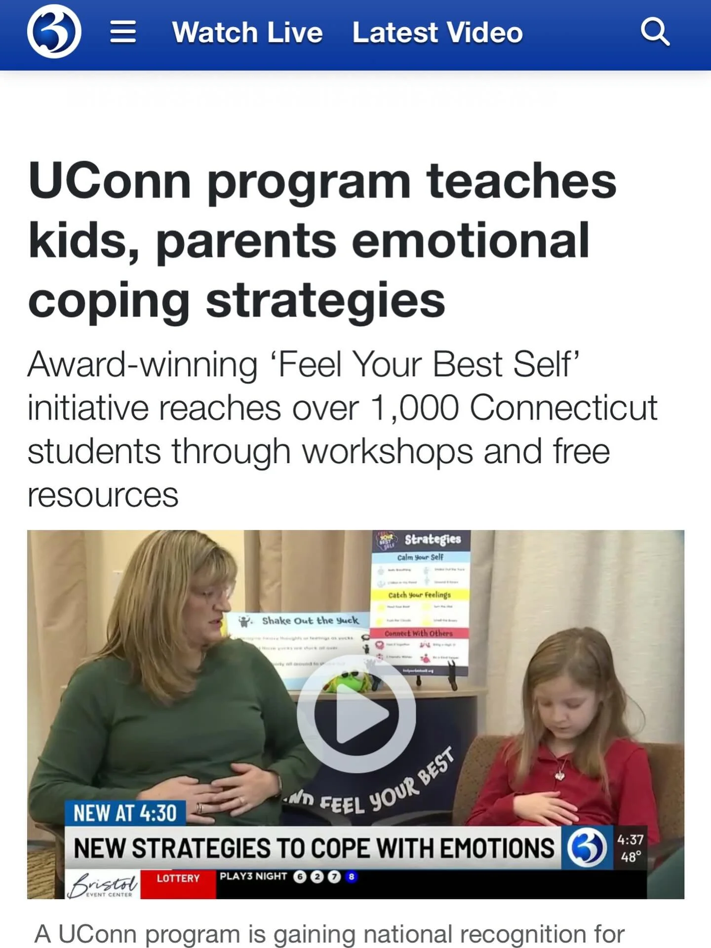 We made the news! 🎉 Feel Your Best Self was featured on WFSB, sharing how families can learn simple, fun, evidence-based emotional coping strategies together. So grateful for this spotlight!