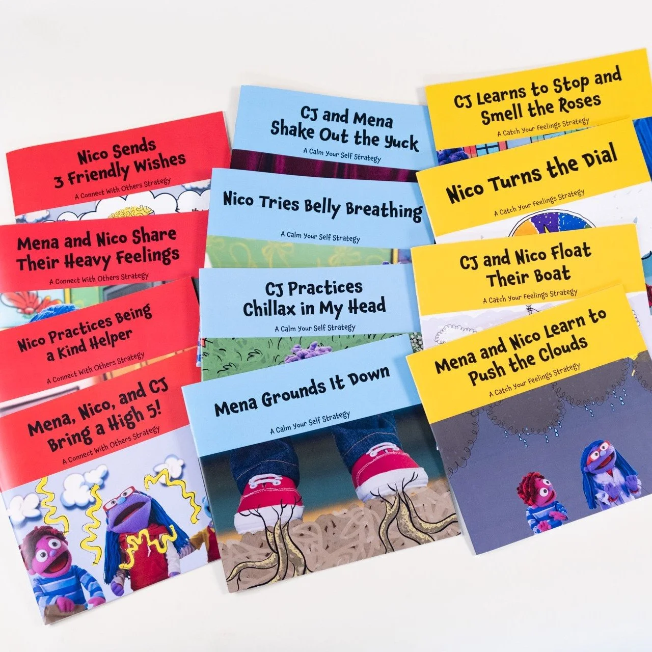 Big feelings? Meet your new bedtime (and anytime) helpers, Nico, CJ, and Mena!

Build a home library that not only entertains but also helps your child understand and manage emotions.

Our Feel Your Best Self storybooks bring fun characters, calming 