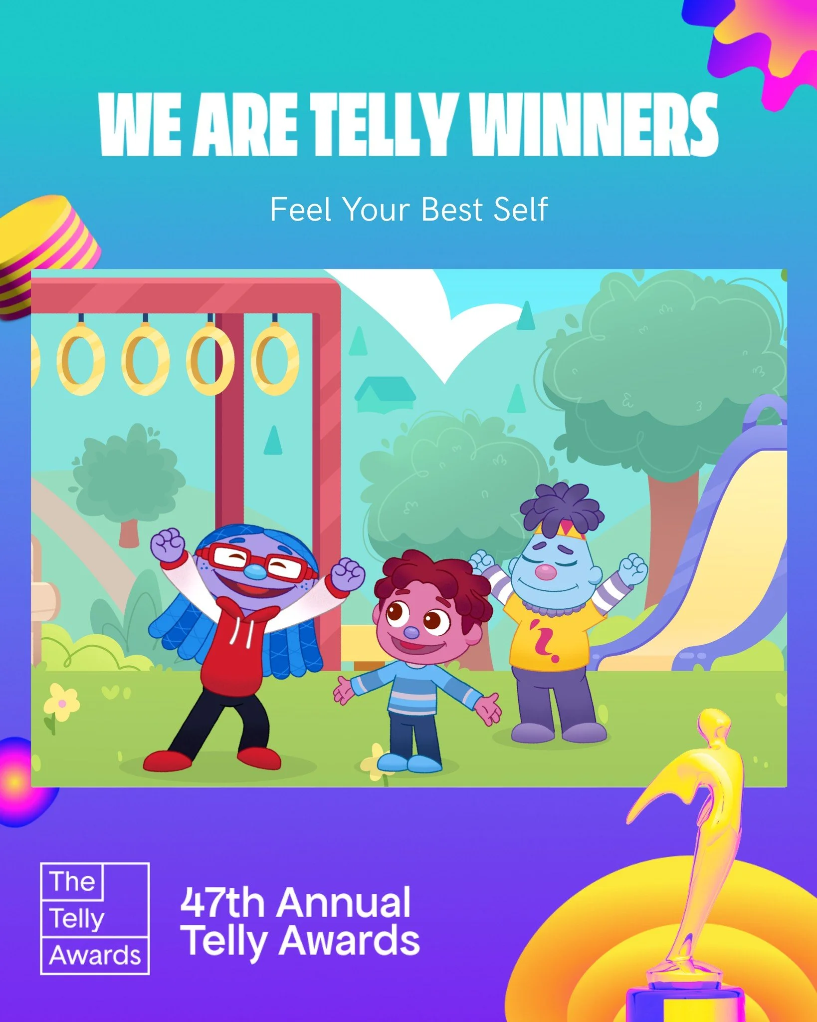 We&rsquo;re officially 3-time Telly Award winners! 🏆✨

🥉 Be A Kind Helper &mdash; Bronze Telly Award
🥈 Smell the Roses &mdash; Silver Telly Award
🥈 Feel Your Best Self Shorts Animated Series &mdash; Silver Telly Award

We&rsquo;re beyond grateful