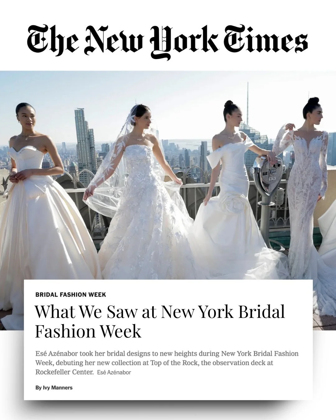 There are moments in this business that still gives you chills and seeing an idea you dreamed up become the &ldquo;&rdquo;Lead Image&rdquo; in the New York Times is one of them.

I&rsquo;ve always had an overactive imagination fueled early by parents