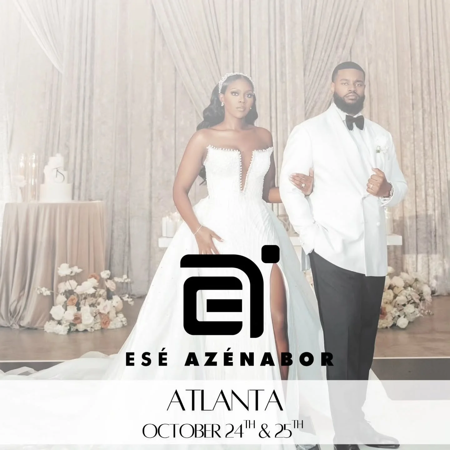 ATLANTA-BRIDES-TO-BE!! We are coming to you💕
 Meet our Head designer Es&eacute; and design your dream wedding gown💕 only few Slots left. We can&rsquo;t wait to see all of our #EseAzenabor Brides-to-be at our Pop-Up Oct 24th and 25th at the @ritzcar