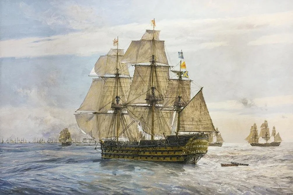 Victory hoisting the Trafalgar Signal - Geoff Hunt