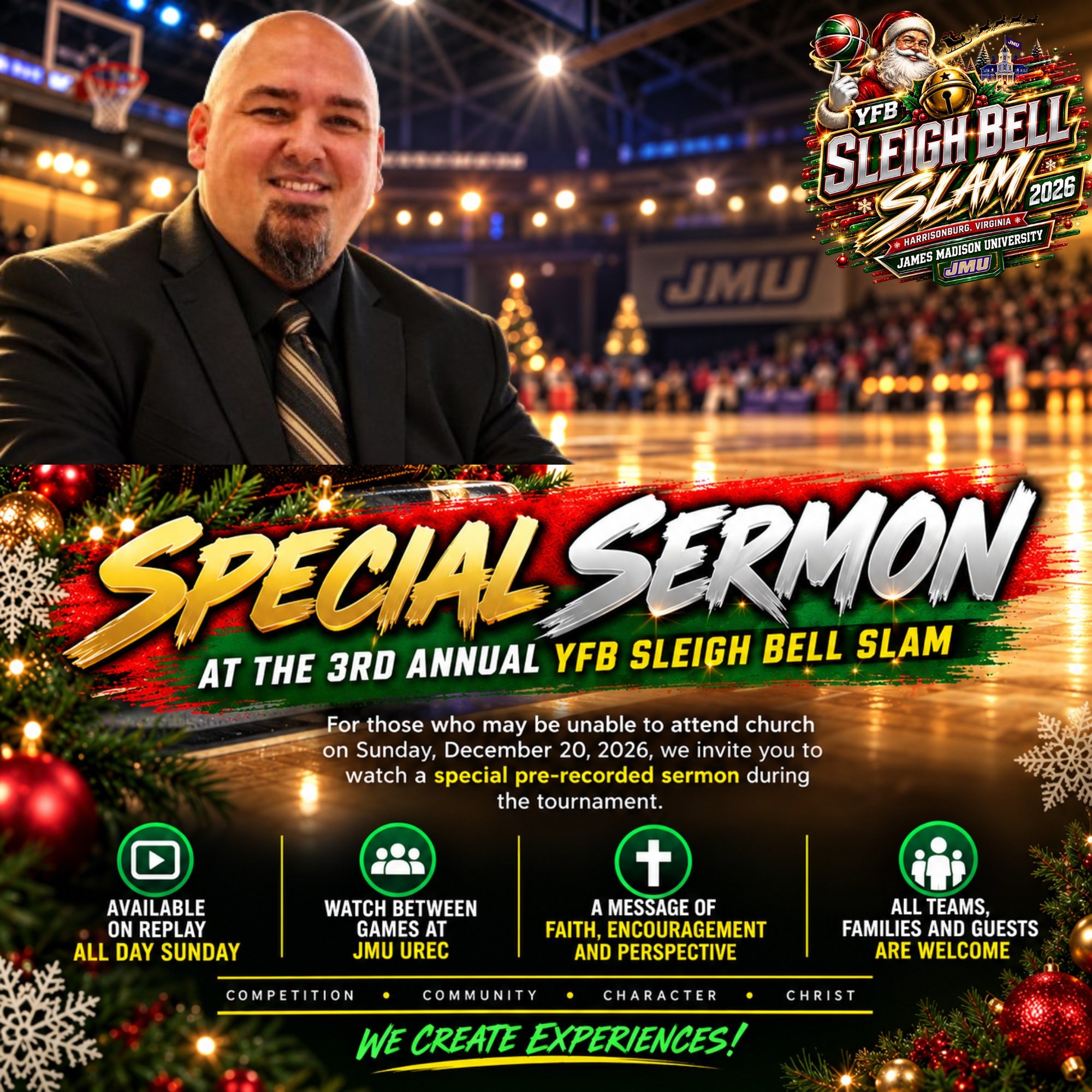 🏀🎄 A SPECIAL SLEIGH BELL SLAM ANNOUNCEMENT! 🙏❤️

At YFB, we've always believed that what happens OFF the court is just as important as what happens ON it.

With our 3rd Annual YFB Sleigh Bell Slam taking place on Sunday, December 20th, the Sunday 