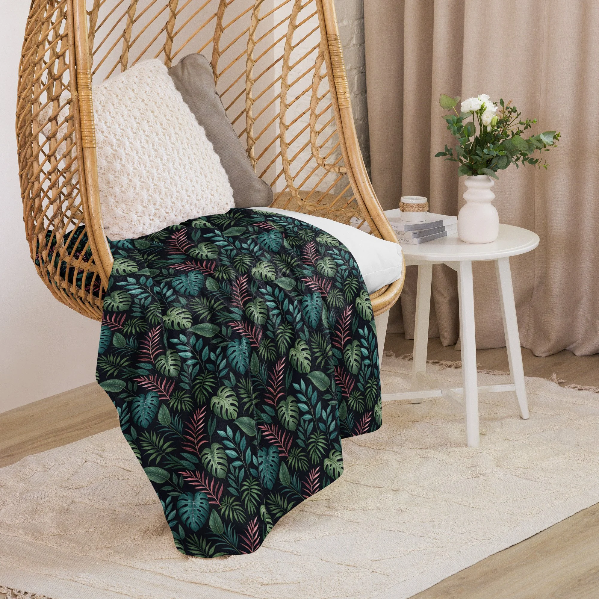 Monstera Dreams Sherpa blanket