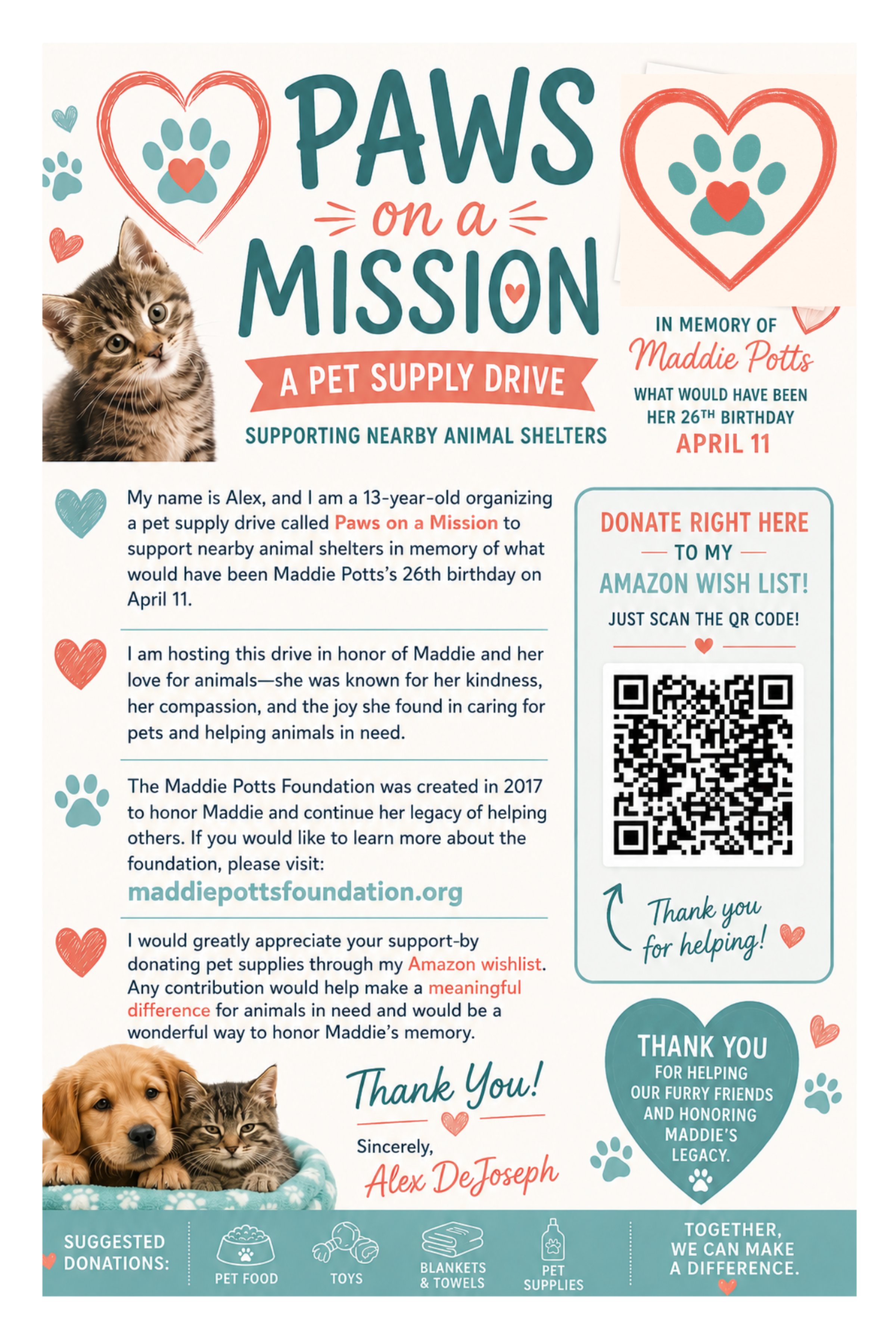 Paws On A Mission Pet Supply Drive Flyer