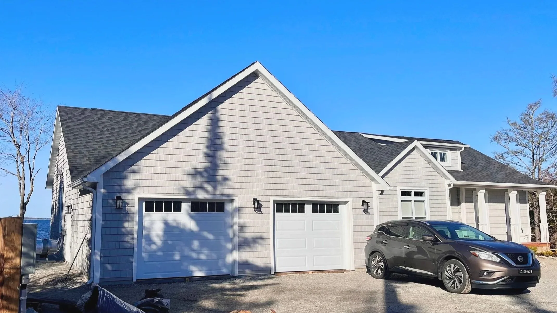 A two-car garage addition built by Concept Habitat overlooking the ocean in East River, Nova Scotia 
