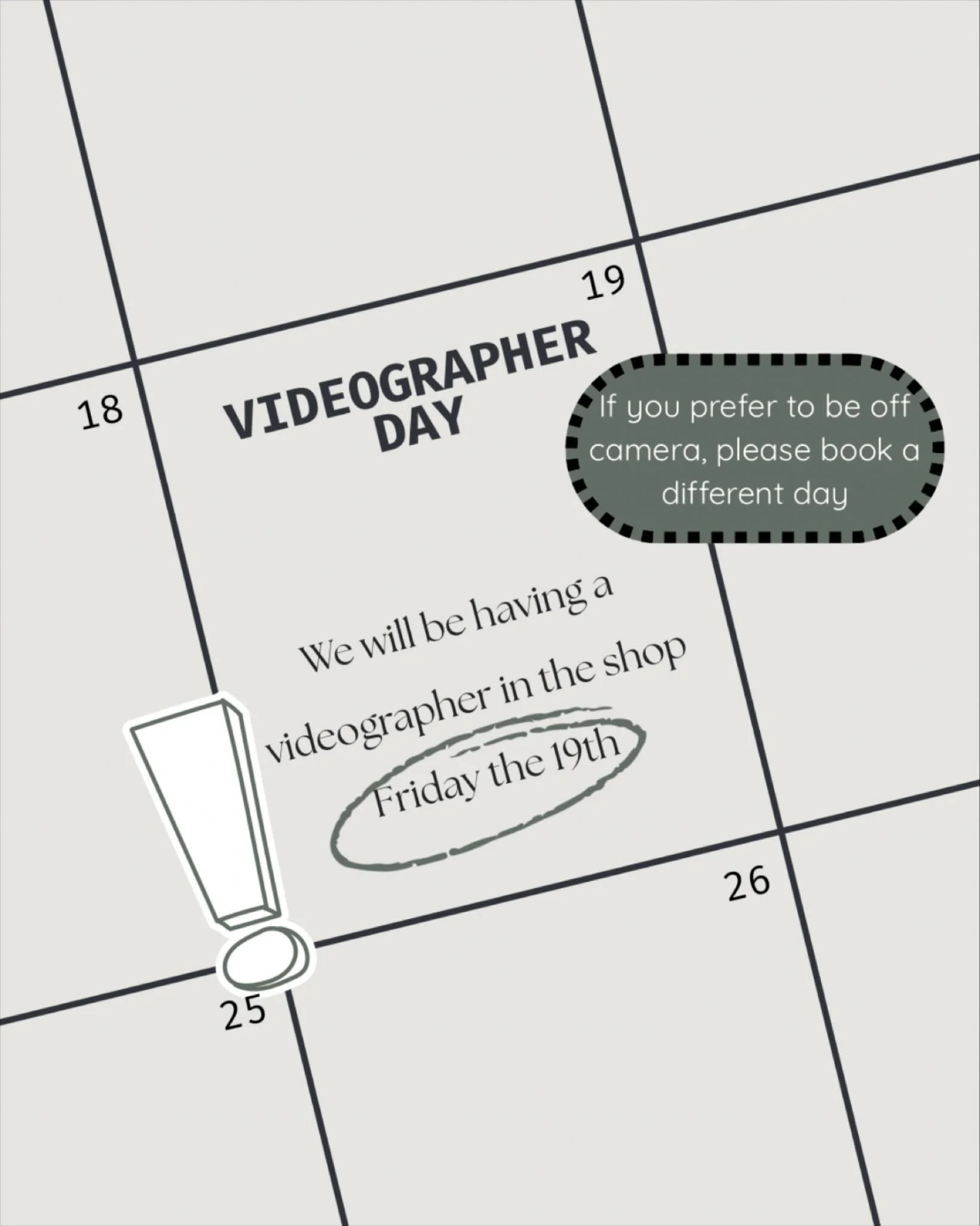 We will have @samara.creative in the shop Friday December 19th. We are updating our website and social media with some fresh photos and videos, so you might see Sam around getting some footage.

Your service wont change at all and everything will run