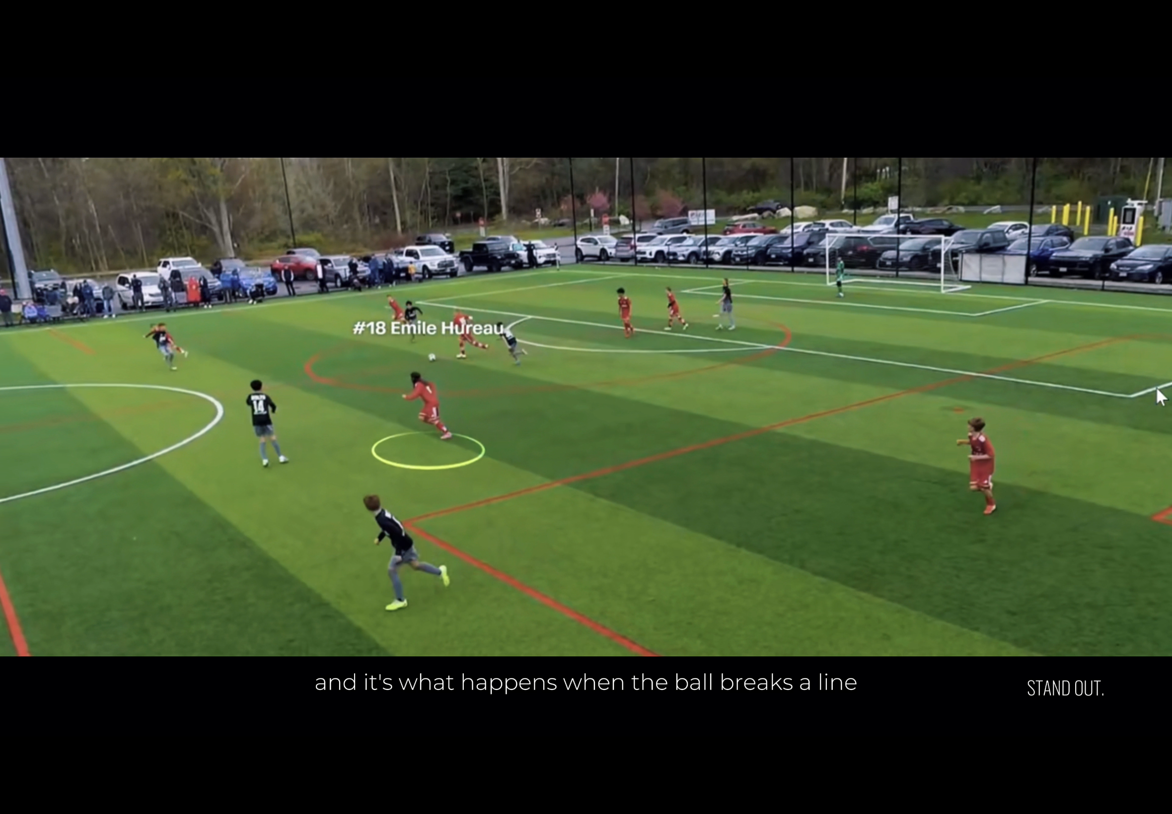 BALL BREAKS LINE.