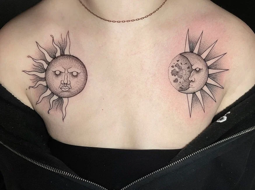 Sun &amp; Moon by artist @inkedbymils 

dm us or dm her for booking at @inkedbymils 

#sunandmoontattoo #sunandmoon #aboveandbeyond #abgt #abgtgrouptherapy