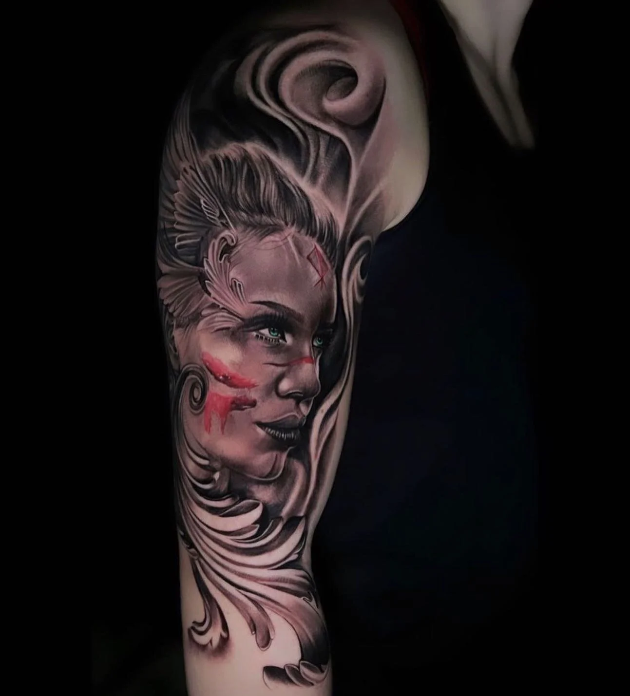Valkyrie by artist @augustmtattoos 

dm us or email her at booking@augustmoreno.com 

#texastattooartist #dallastattooartist #dallasartist #dallastattoo #dallastattoos  #femaletattooartist #valkyrie #valkyrietattoo