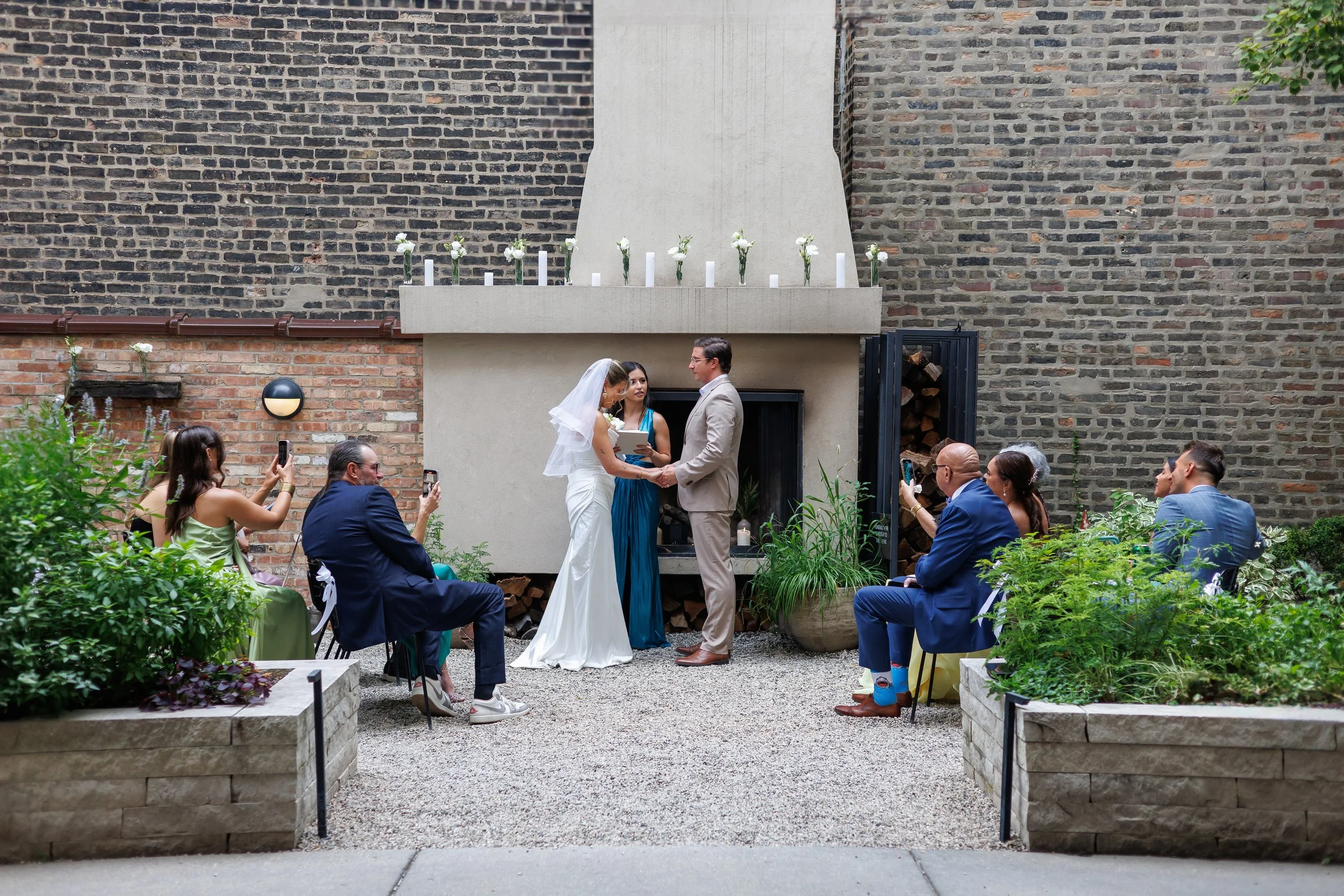 Intimate Chicago wedding at Elske in the West Loop with couple during ceremony