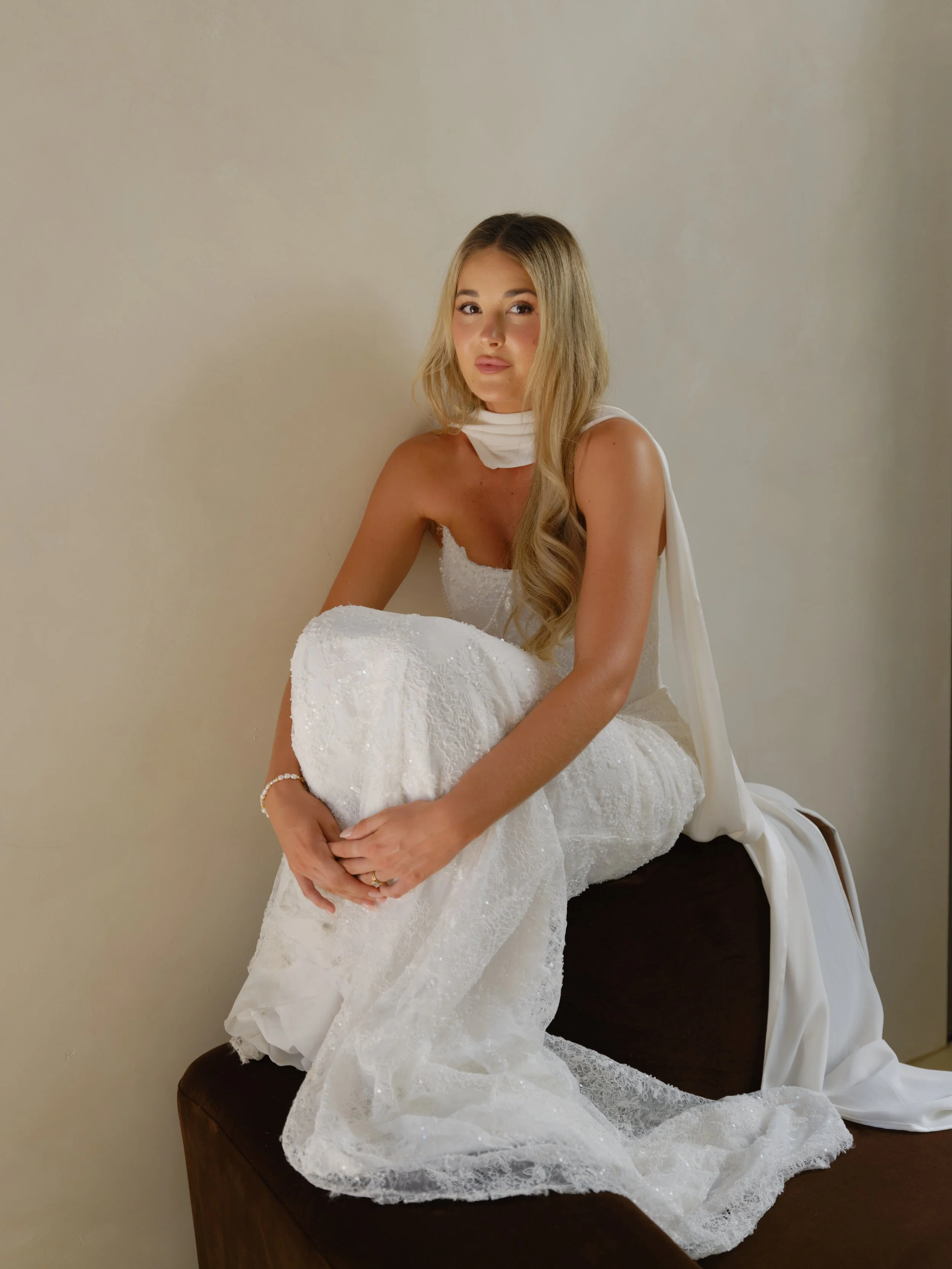 Ivory Silk Satin Bridal Scarf