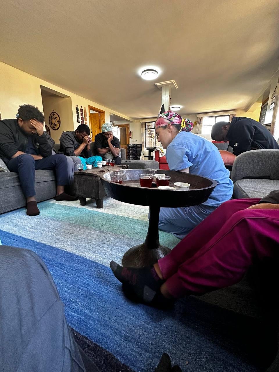 Finding time to pray for our hospital during Bible study with our surgical residents