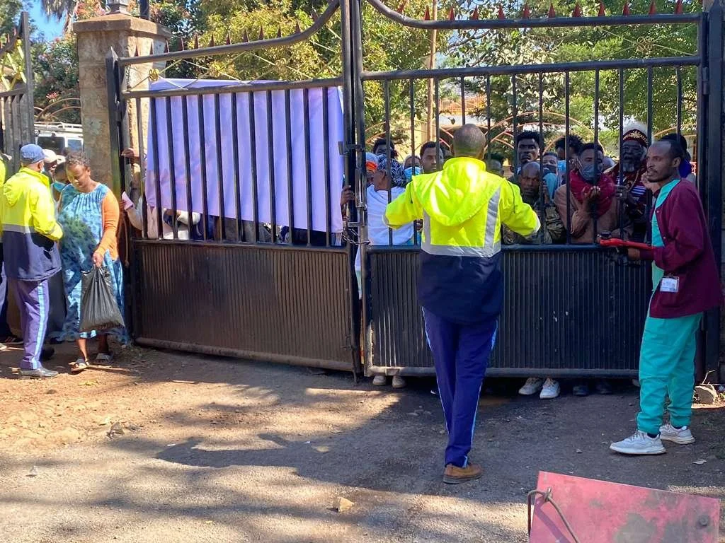 Our front gate before our screening operation was running