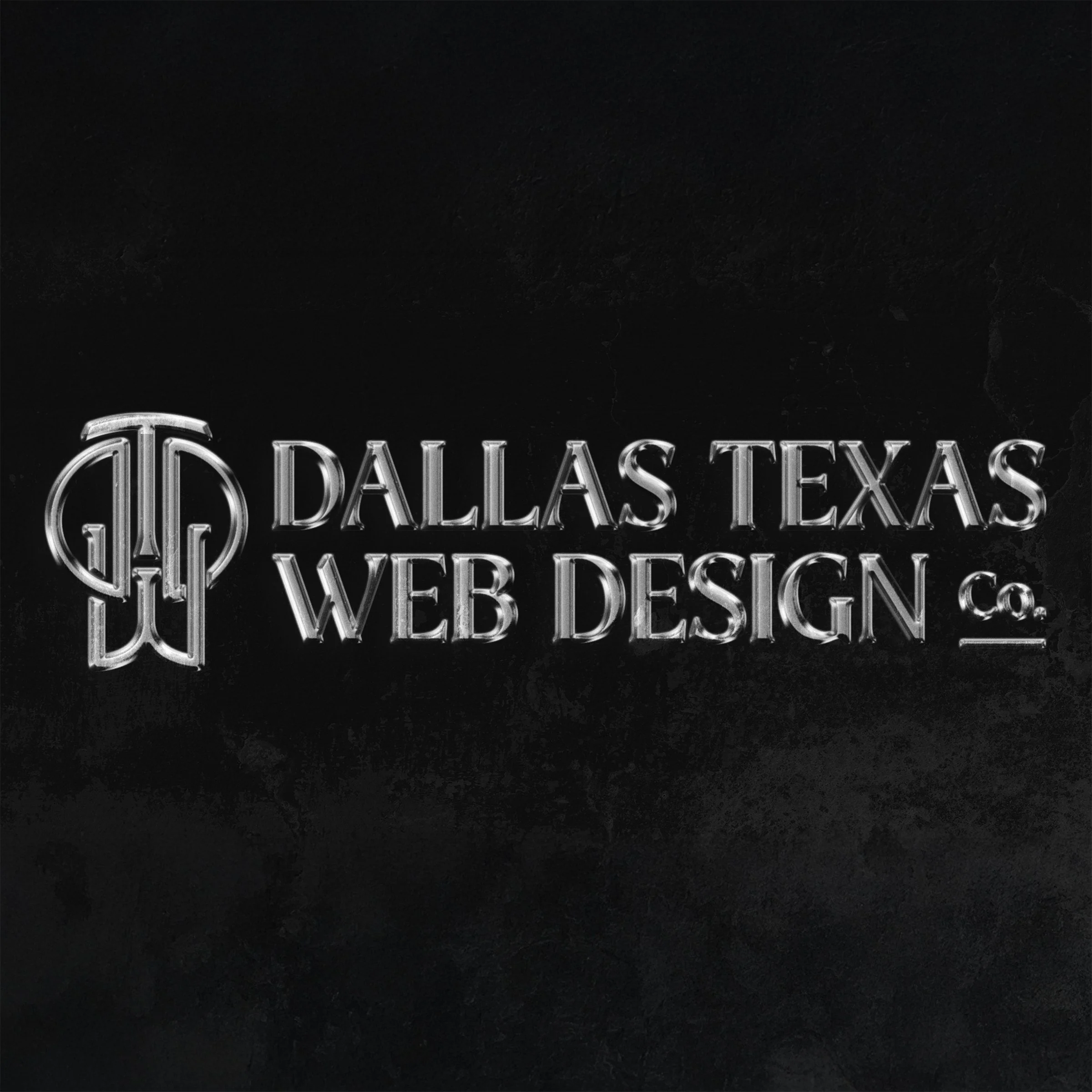 Dallas Texas Web Design Co. logo with stylized initials on a dark background.