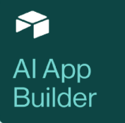 Logo of AI App Builder with a geometric icon and text.