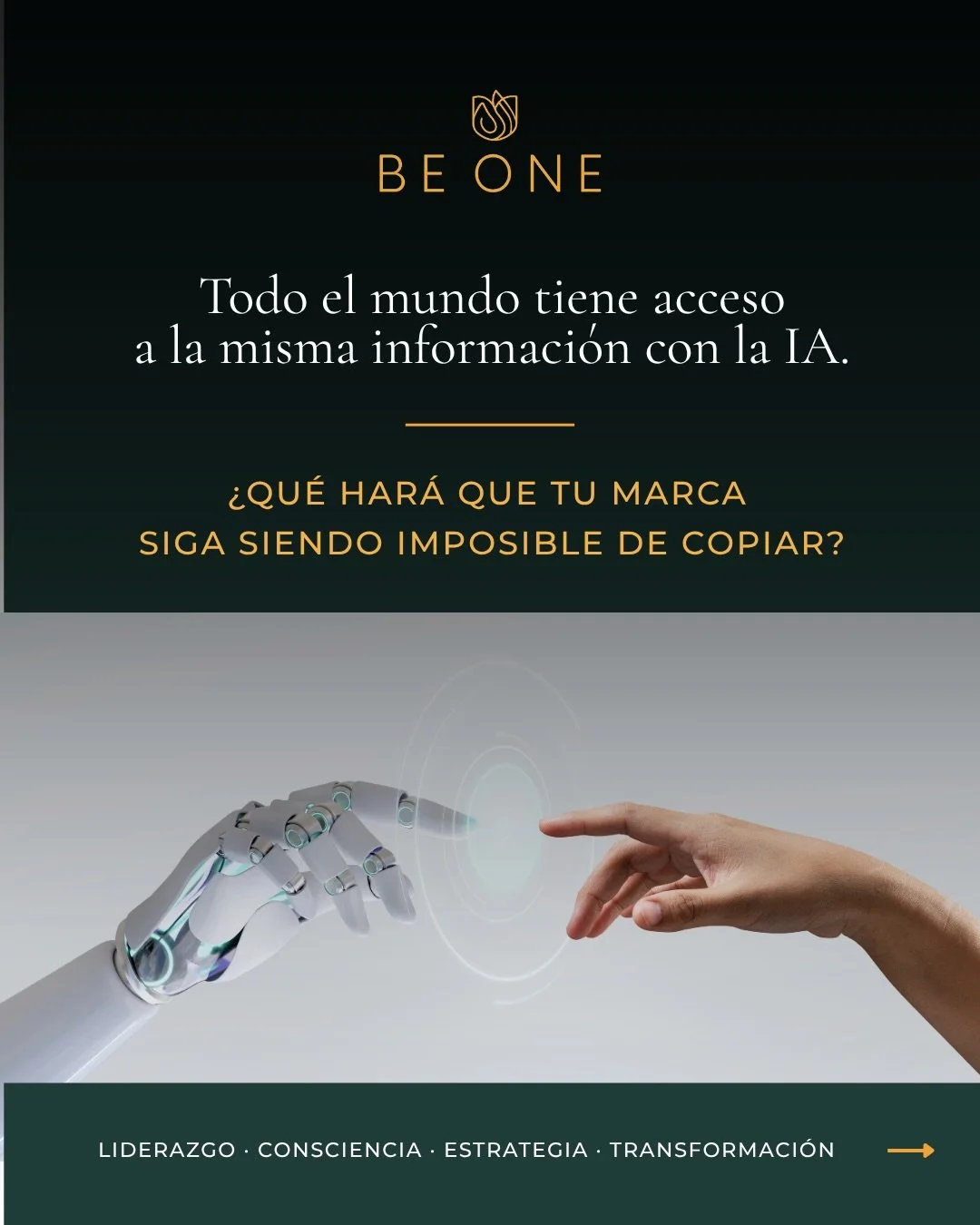 La IA no cambiar&aacute; qui&eacute;n eres. Solo har&aacute; m&aacute;s visible qui&eacute;n realmente eres como l&iacute;der, como profesional y como organizaci&oacute;n.

La tecnolog&iacute;a amplifica. La estrategia dirige. El prop&oacute;sito per
