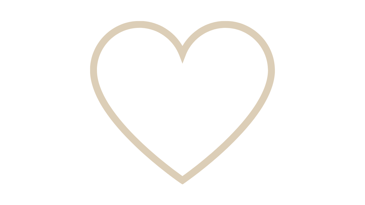 Corazón de color beige con borde grueso, en fondo negro.