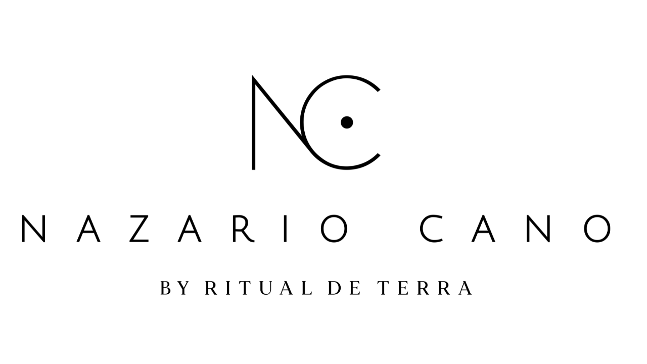 Logotipo con letras negras que dice 'NCA' estilizadas, seguido por 'Nazarío Cano' y debajo 'by Ritual de Tierra'.