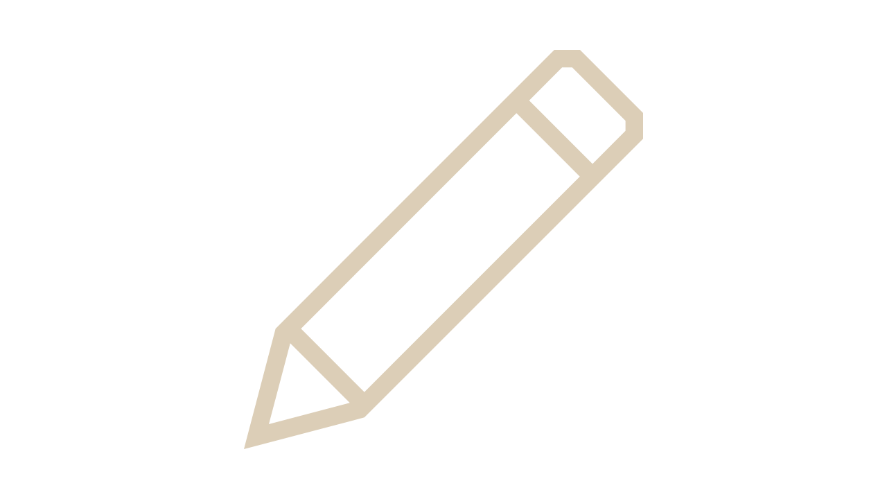 Icono de un lápiz en color beige sobre fondo negro.