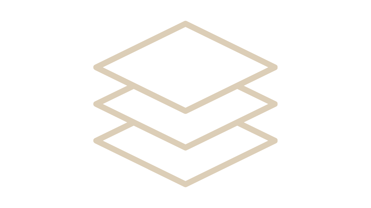 Símbolos de capas o niveles en una estructura de capas apiladas. Cada capa es rectangular y de color beige.