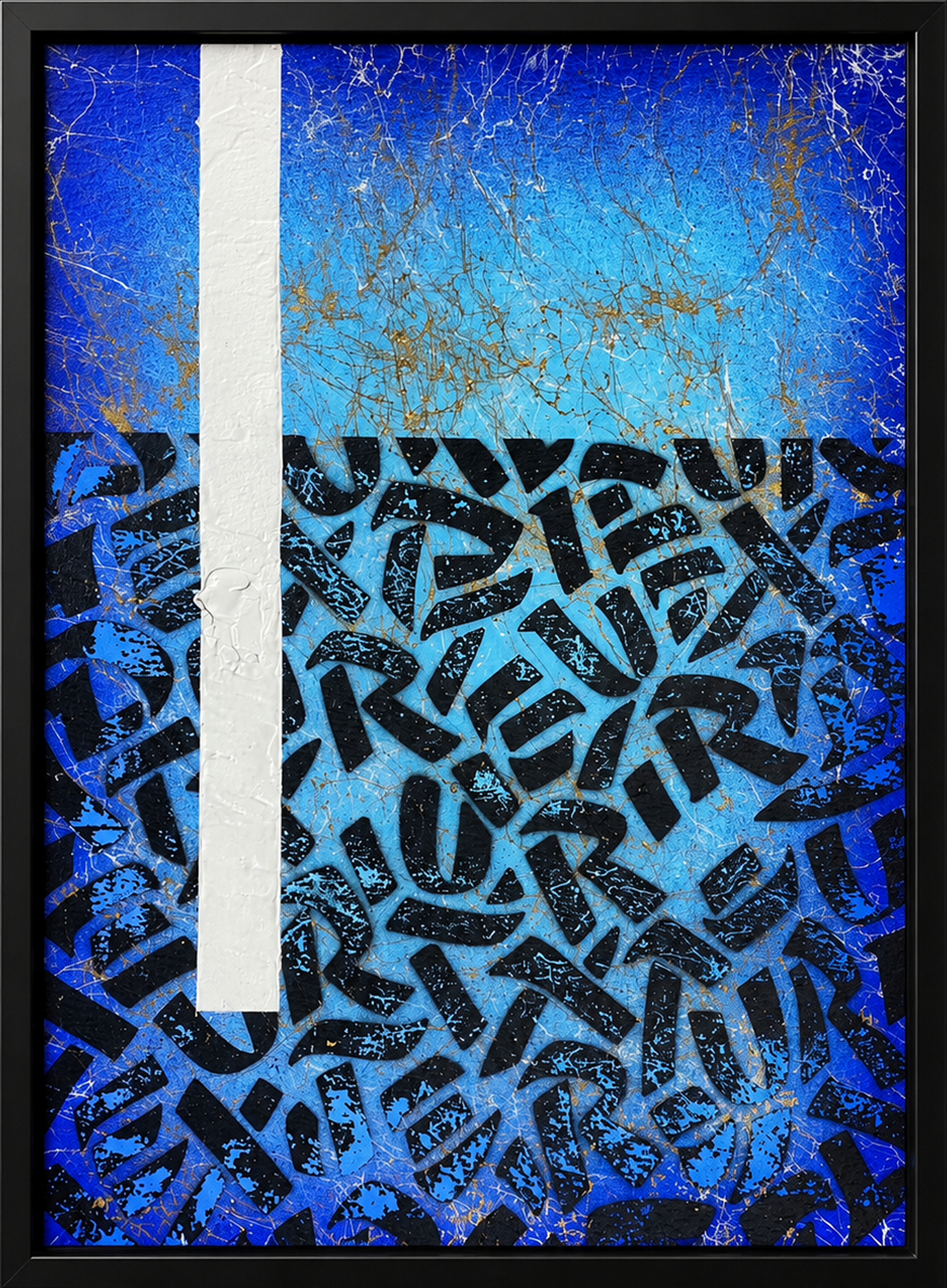 Framed Blue Graffiti Abstract with Gold Accents-1 1.png