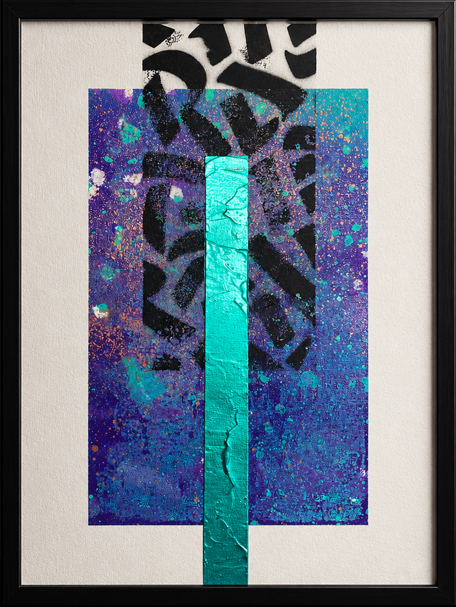 Framed Turquoise Ribbon Abstract Art 1.png