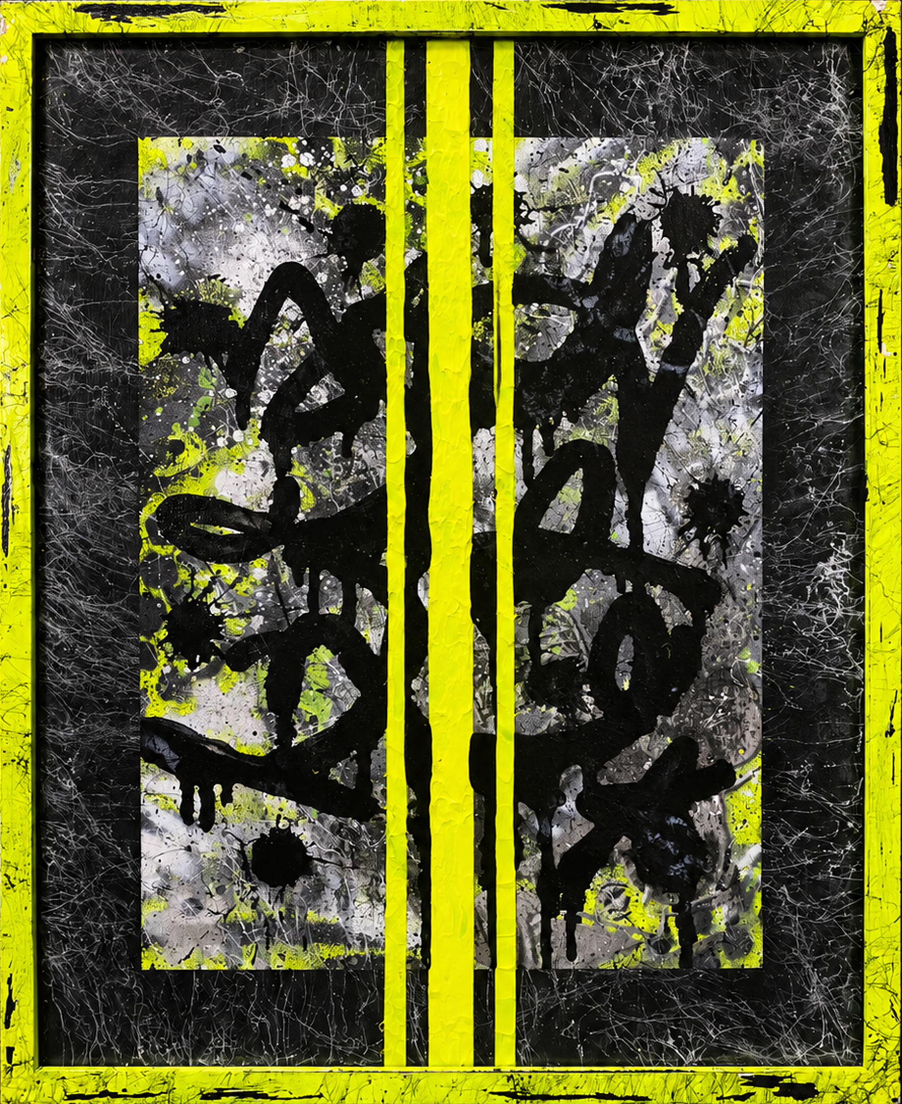 Neon Chartreuse Graffiti Triptych 1.png