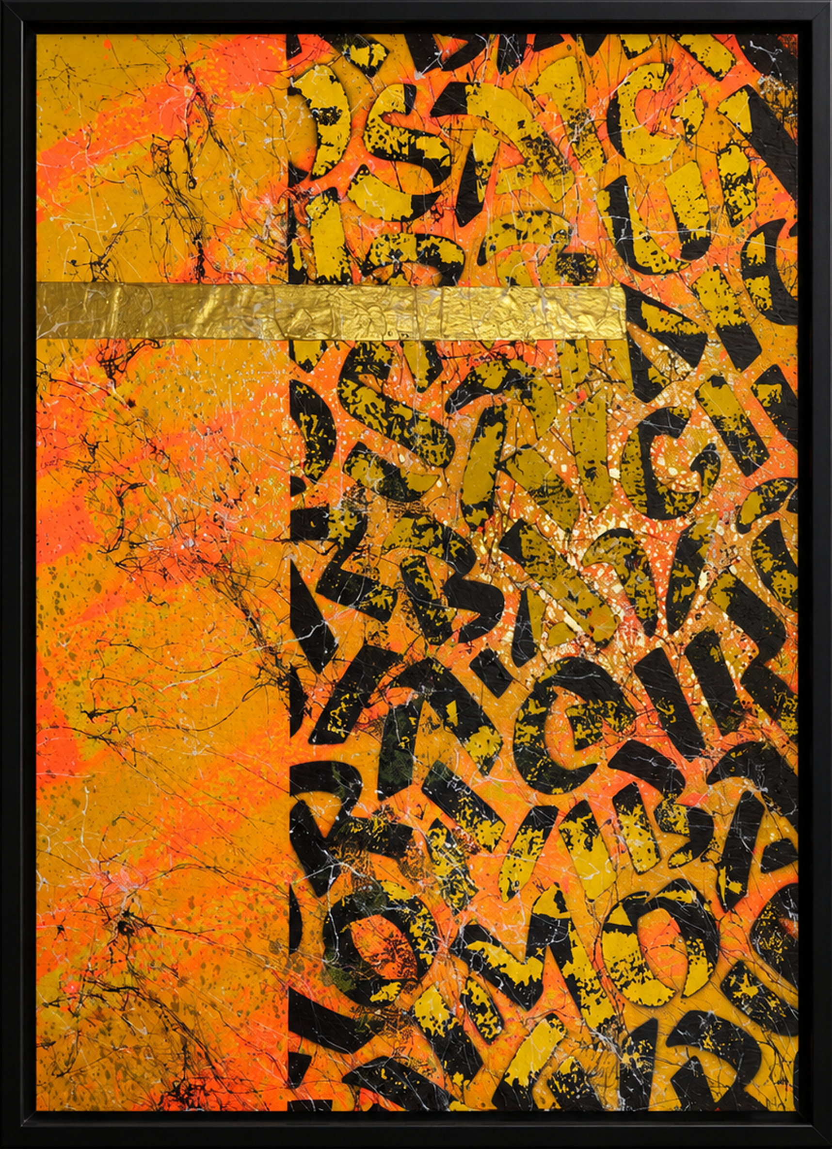 Framed Gold and Black Graffiti Abstract-1 1.png