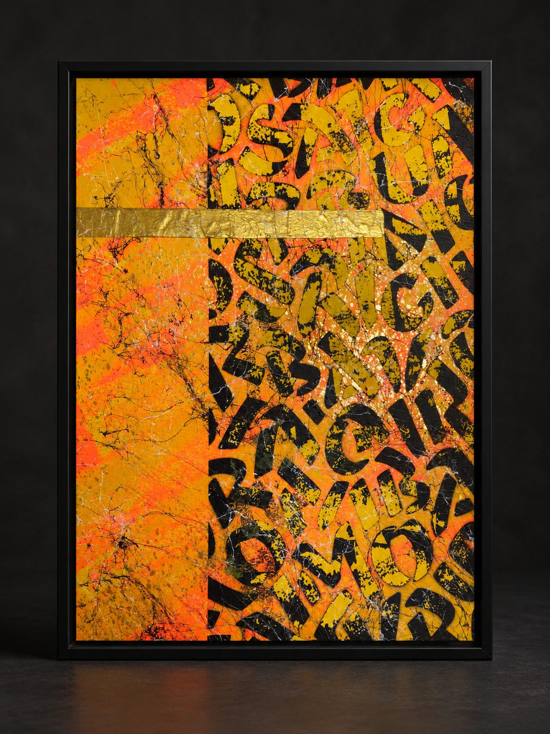 Framed Gold and Black Graffiti Abstract-1.png