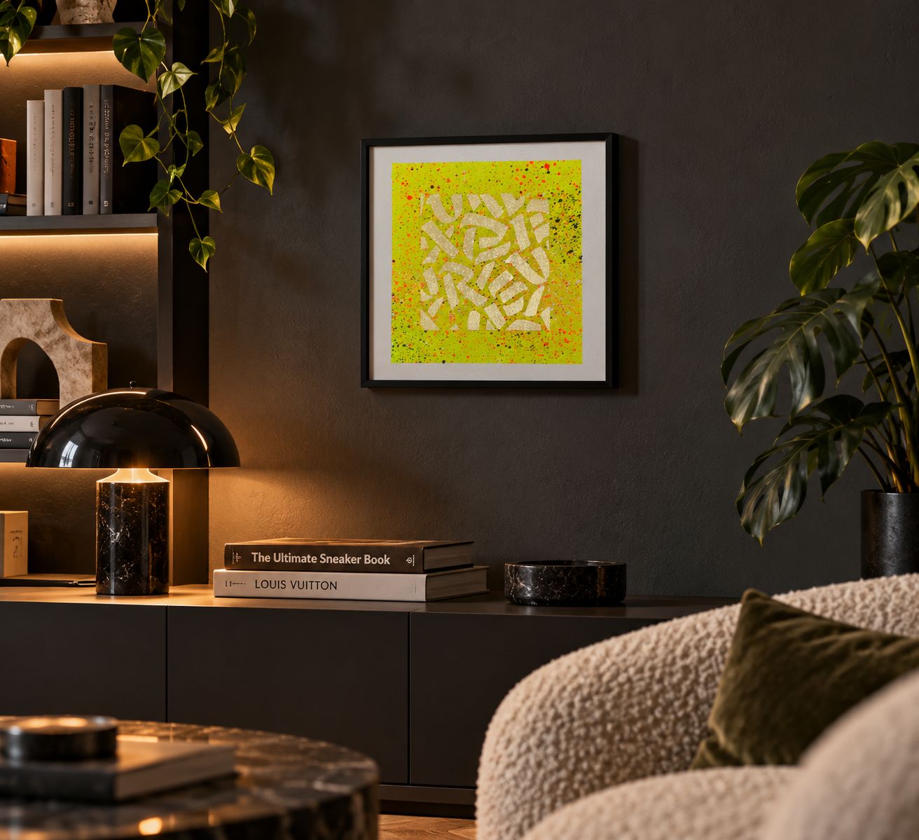 Moody Living Room with Neon Artwork.png