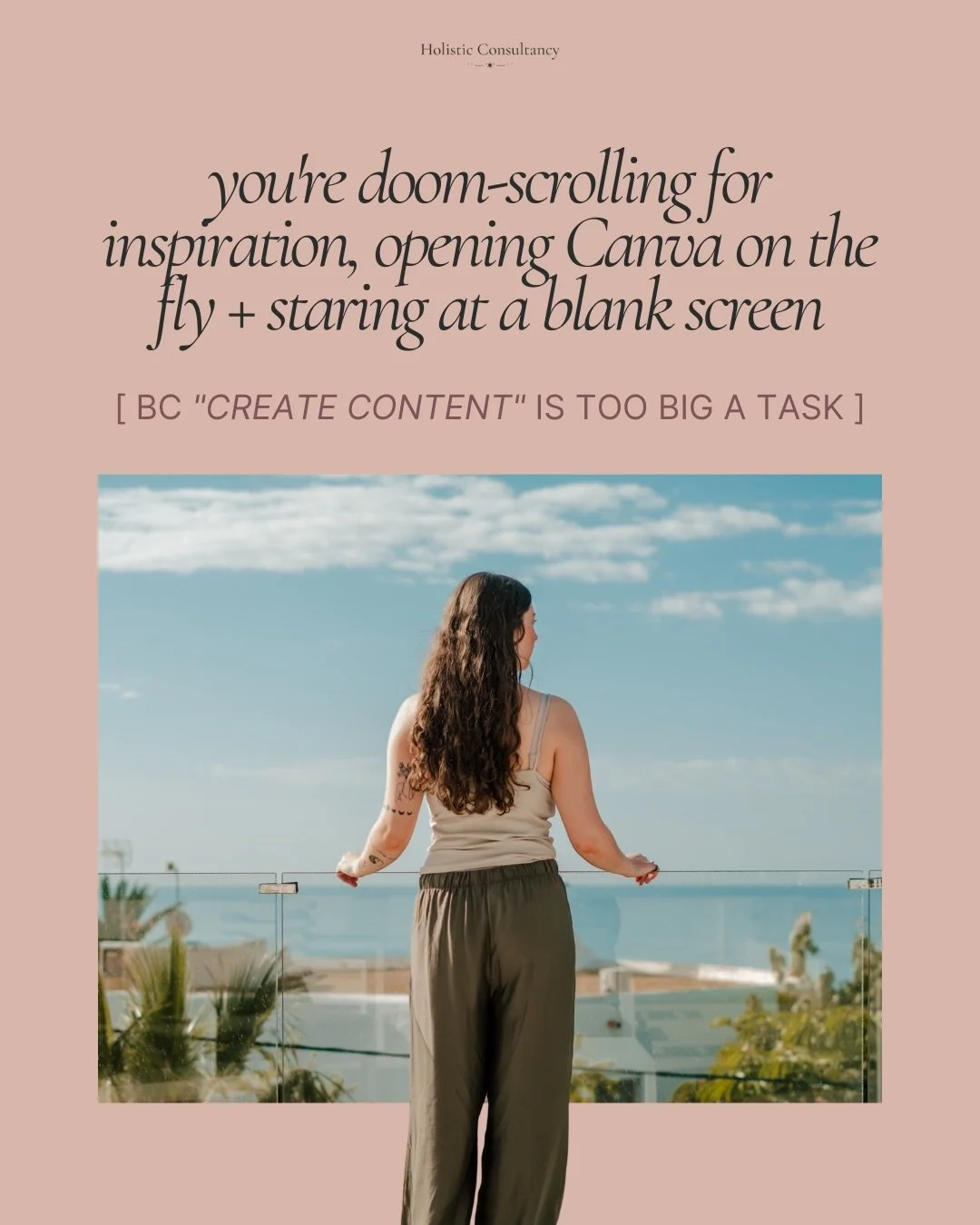 content isn&rsquo;t actually the problem&hellip; it&rsquo;s the fact that your brain sees &ldquo;create content&rdquo; as one giant, impossible task.

the second you break it into steps, you can create from a place of calm.

bc creativity cannot thri