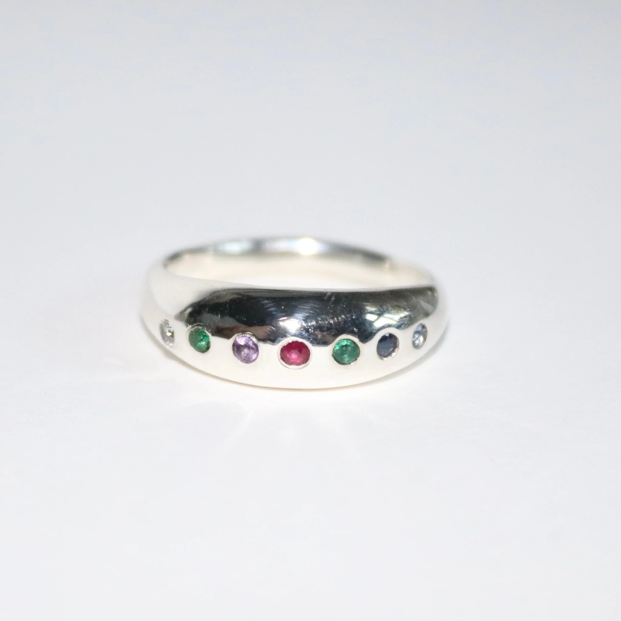 silver acrostic bombe ring sterling silver dearest