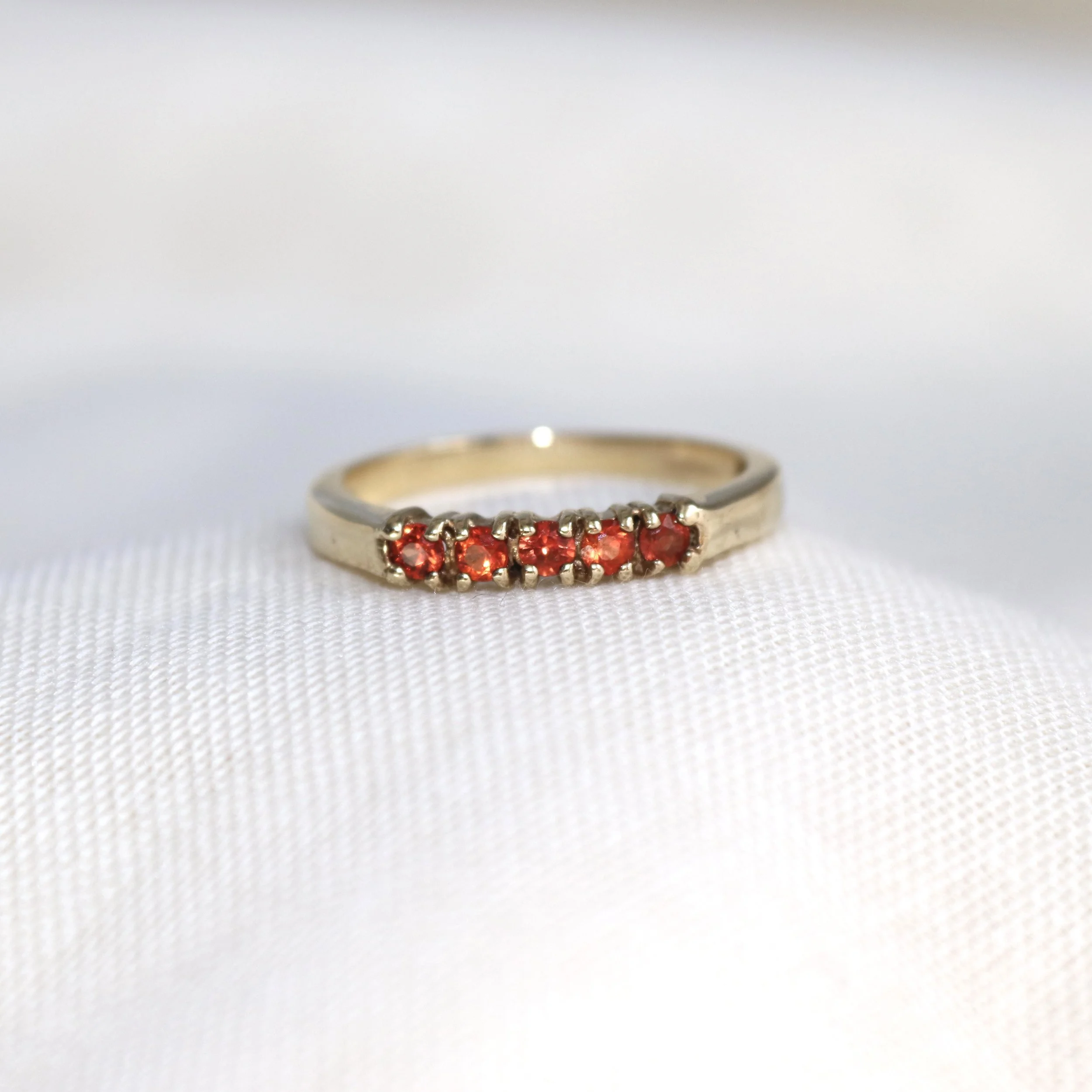 9ct Gold Orange Topaz Row Ring