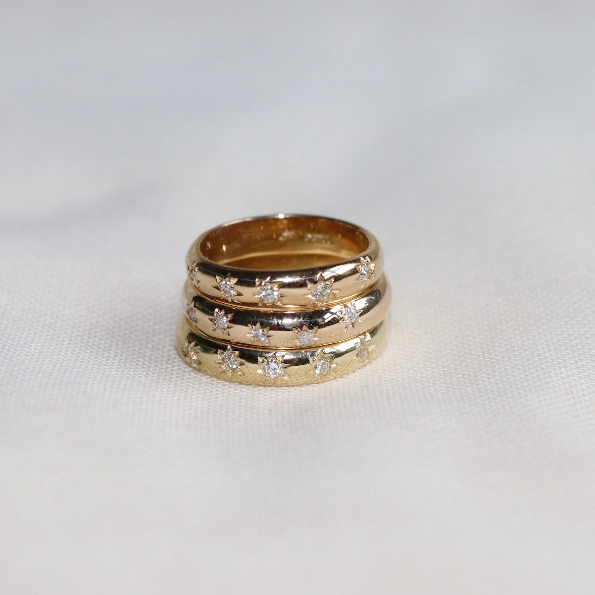 Reworked Heirloom Gold Matching Diamond Bands