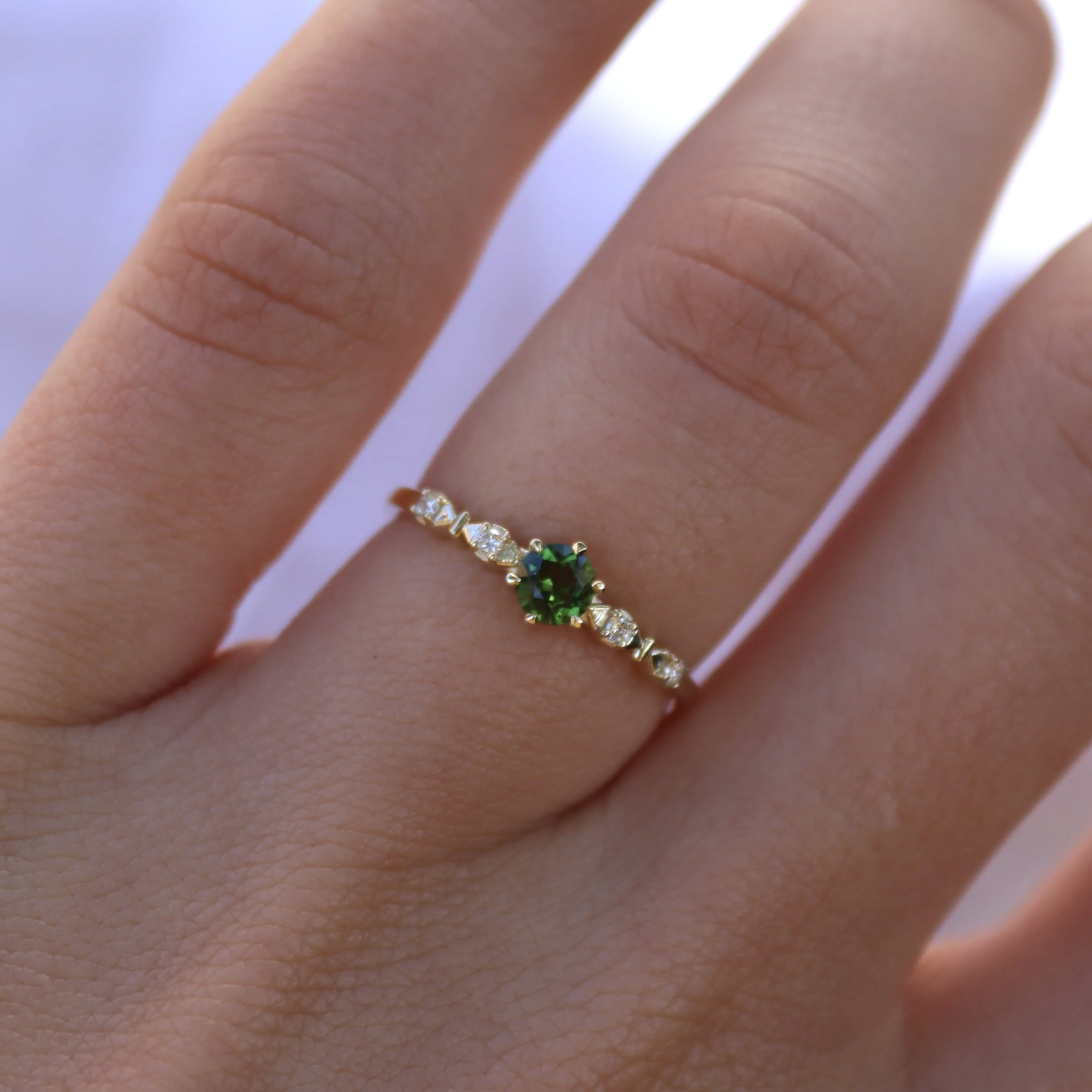 bespoke tsavorite 9ct gold engagement ring