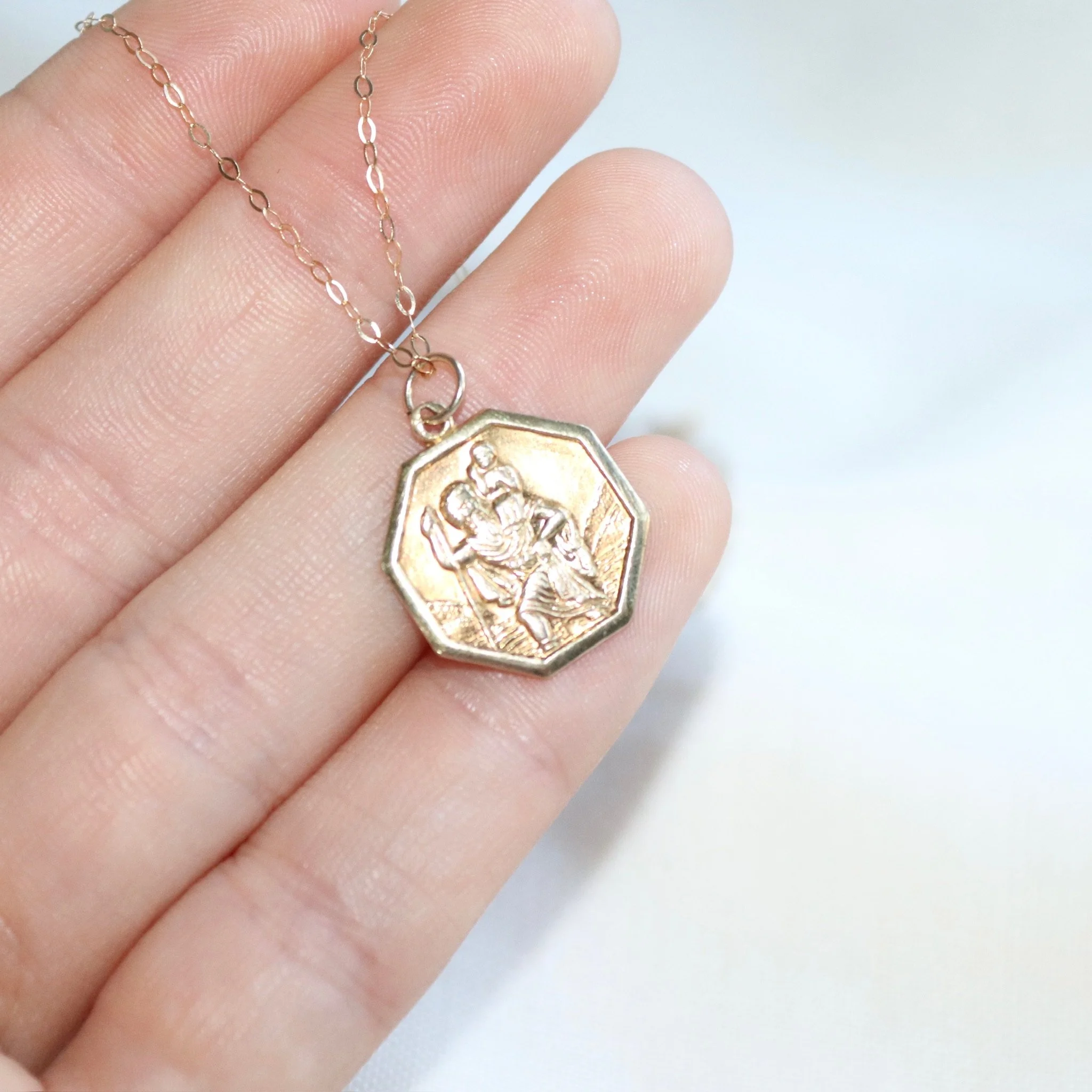 solid gold st christopher pendant.JPG