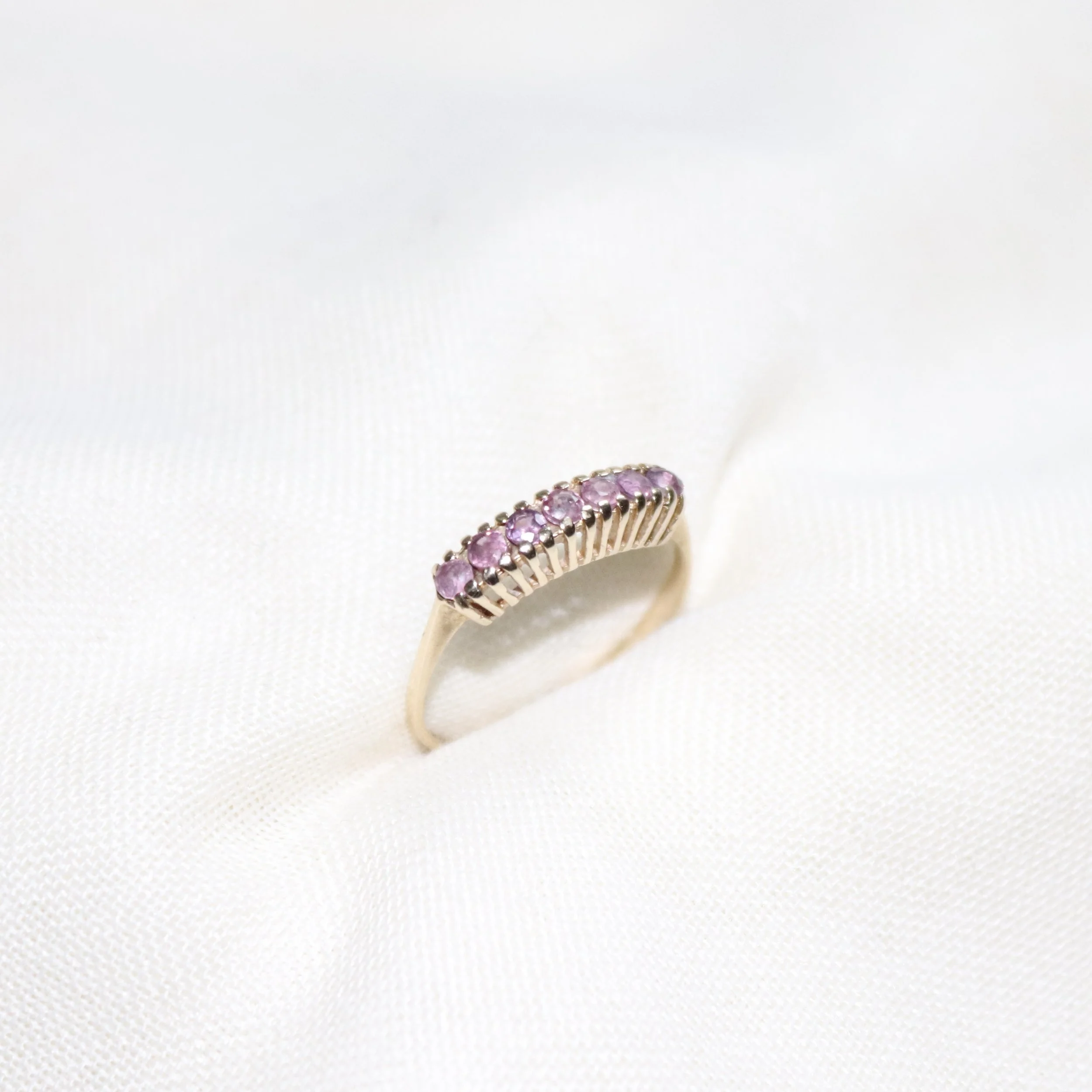 9ct Gold Ruby Row Claw Set Ring