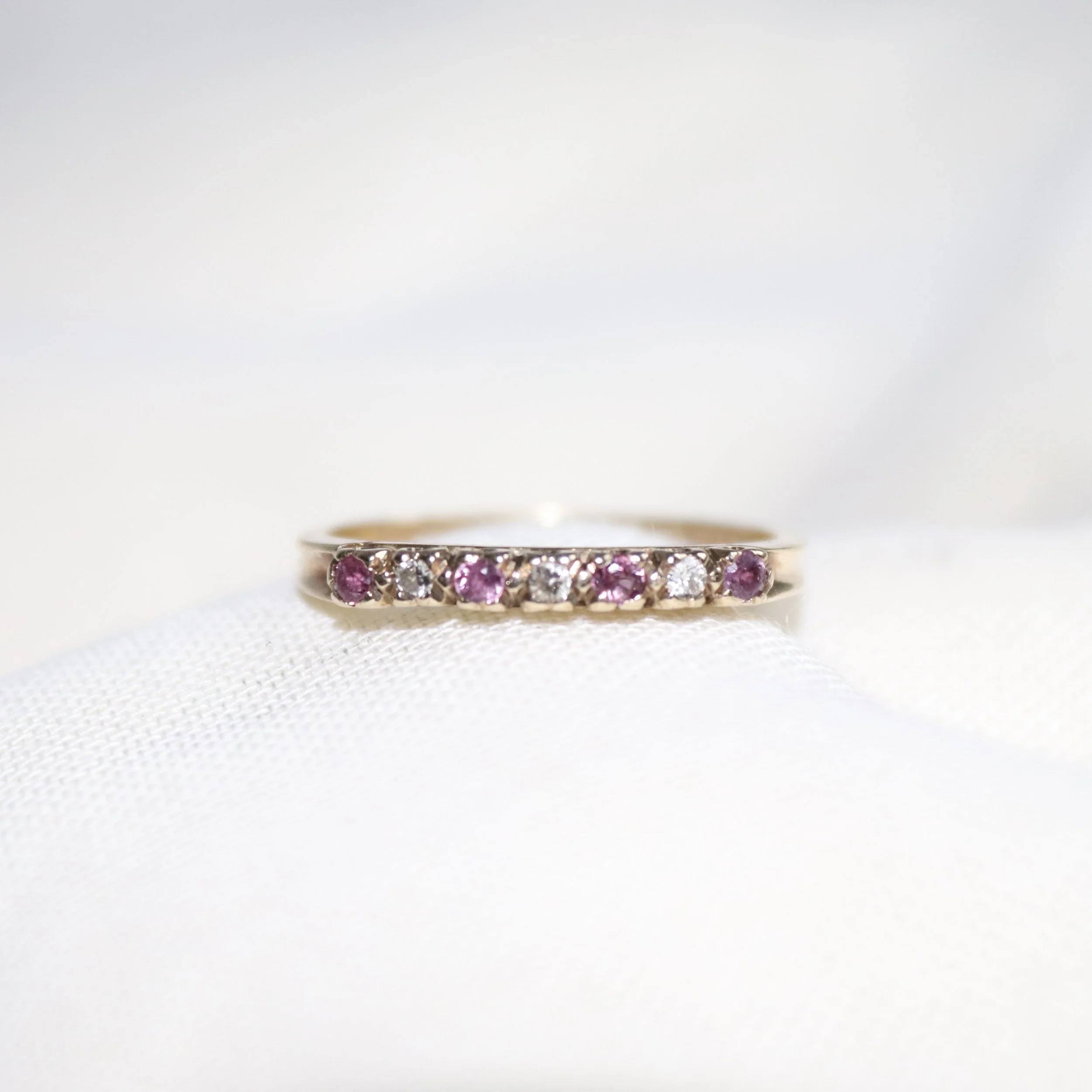 9ct Gold Diamond and Ruby Half Eternity Ring