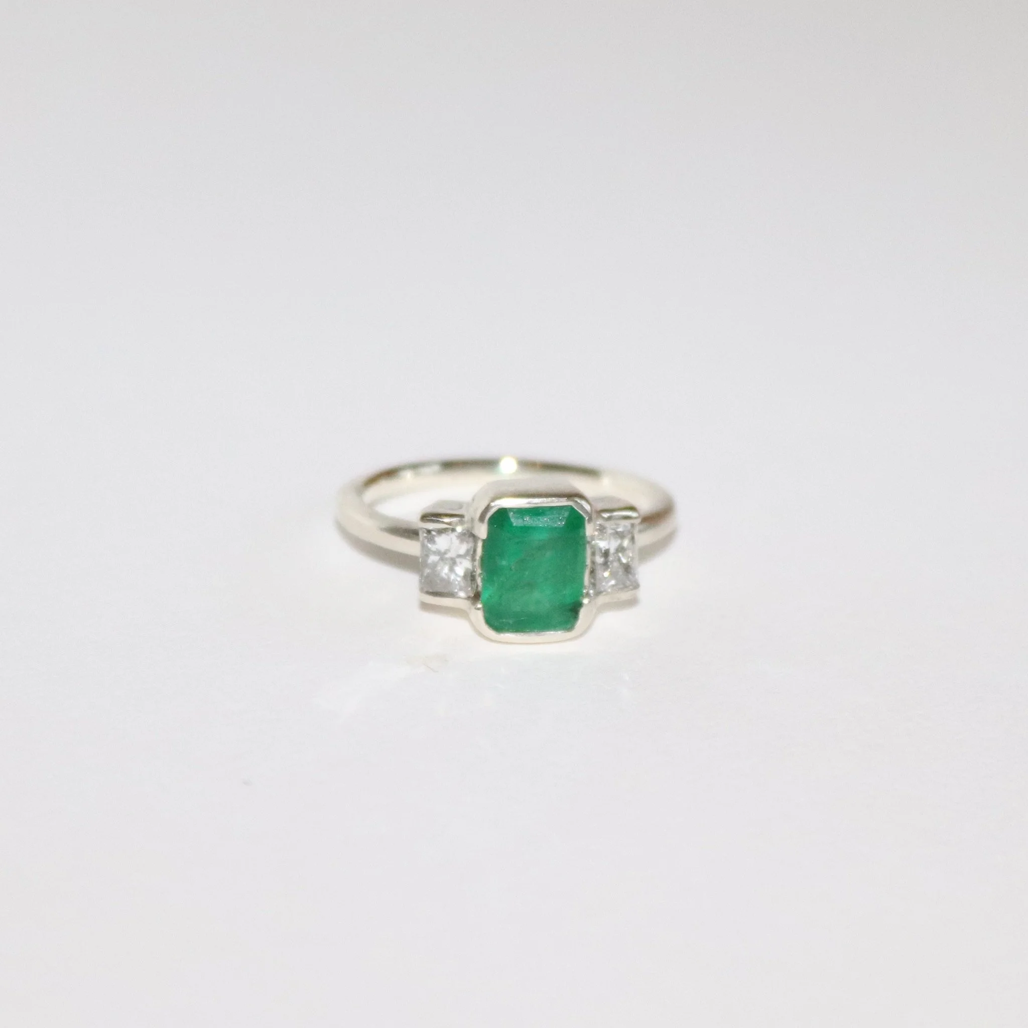 9ct white gold emerald engagement ring