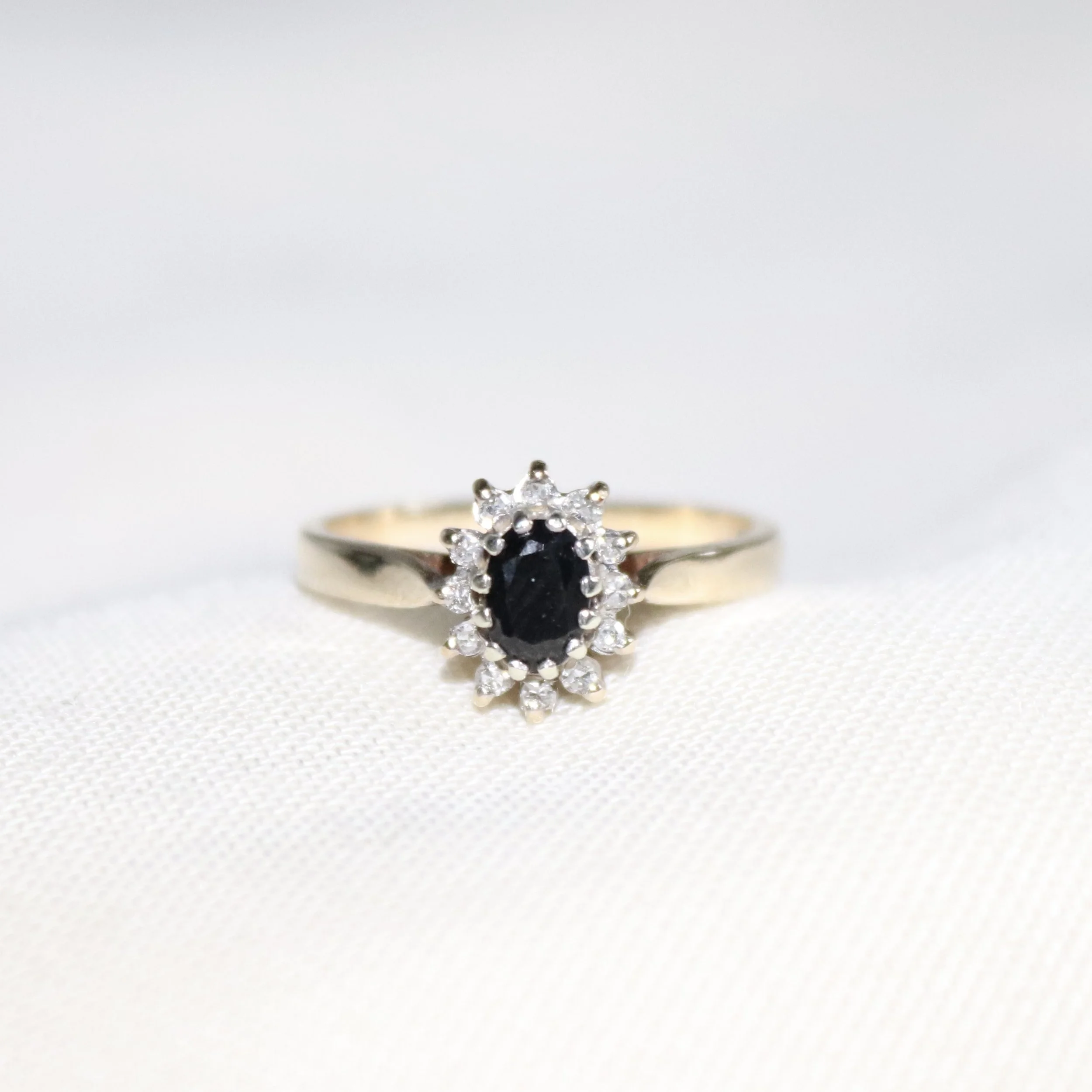 9ct Gold Sapphire & Diamond Oval Cluster Engagement Ring