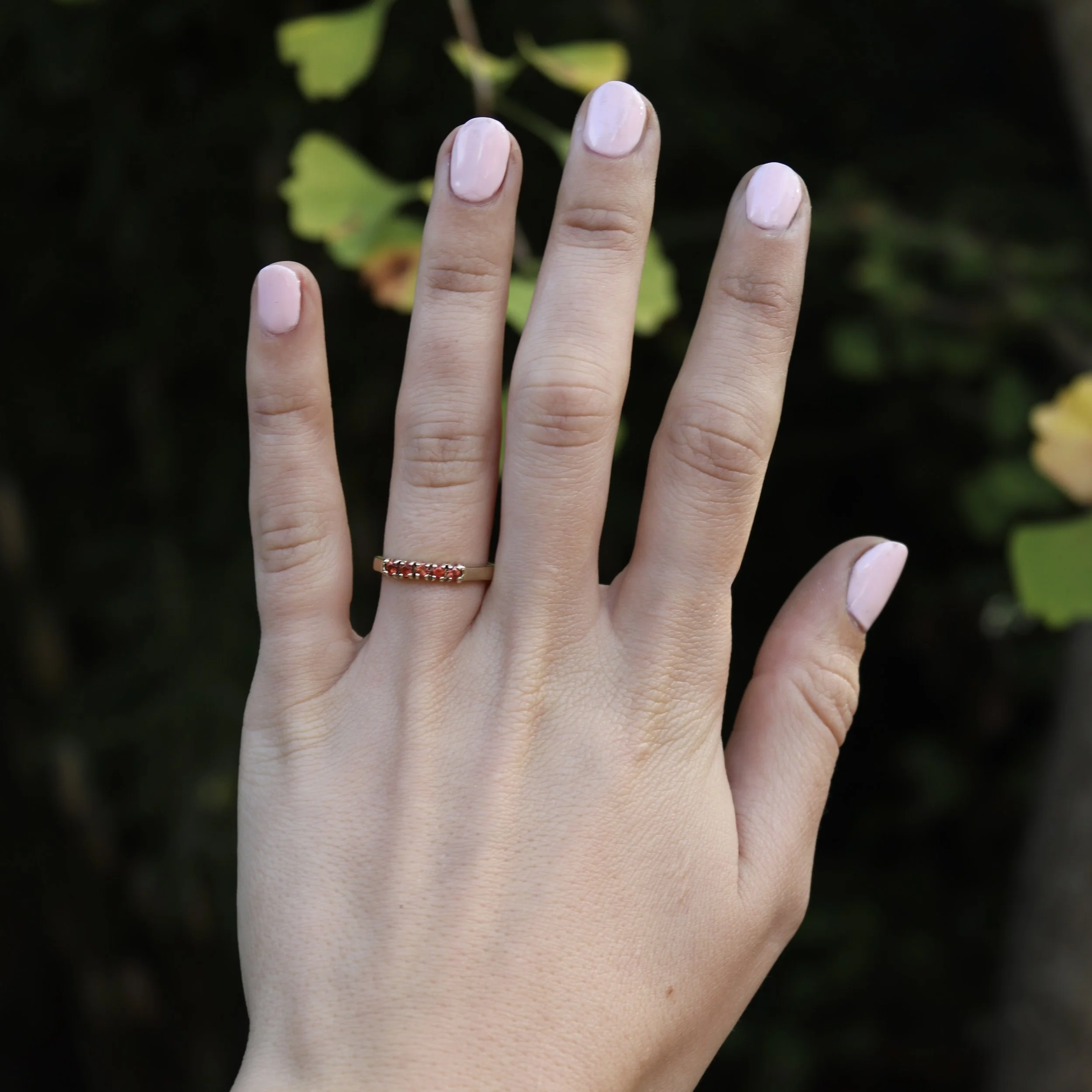 9ct gold orange topaz row set ring.jpg