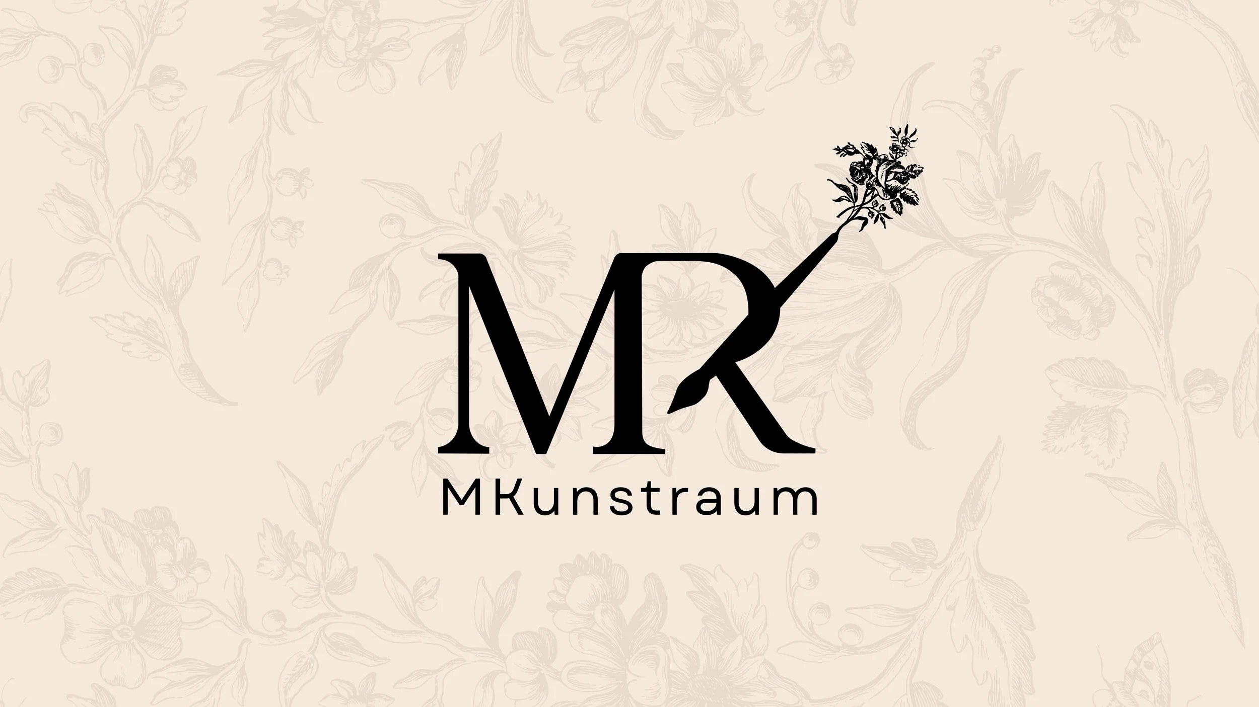 mKunstraum logo with floral design, representing handmade art and jewelry brand by artist Mayssam in Germany