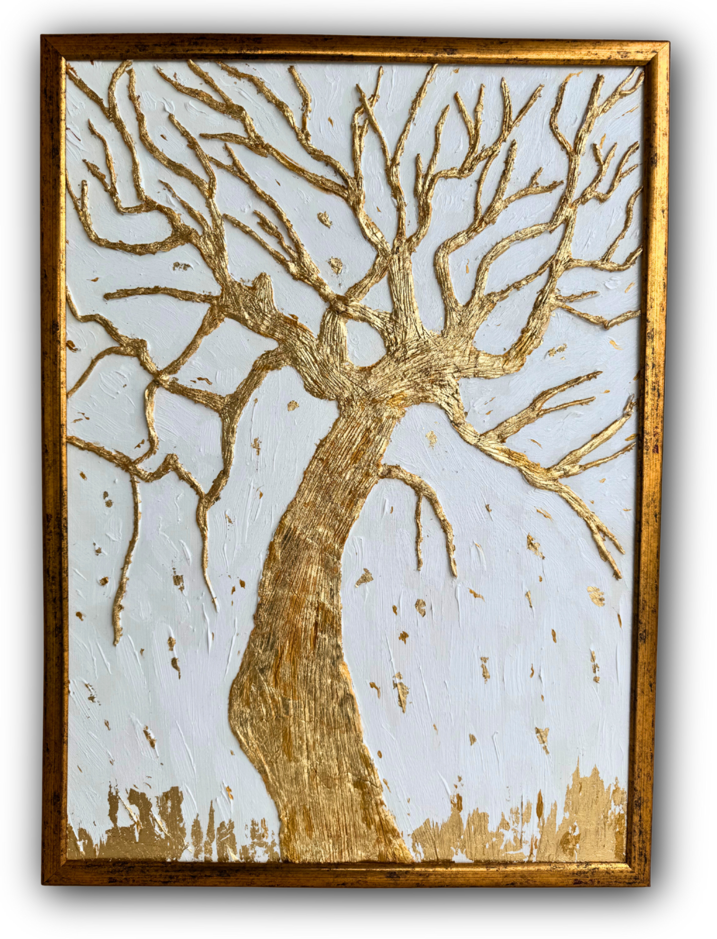 symbolic textured golden tree holding memomy and emotions