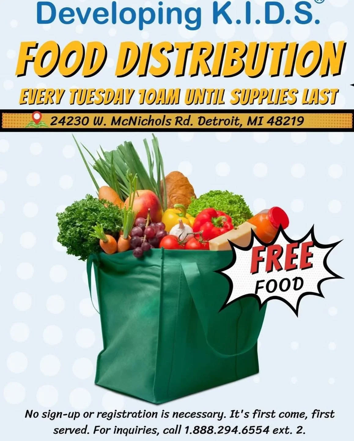 It&rsquo;s Tuesday 🫡 Stop by and grab your groceries! 
Our weekly food distribution is every Tuesday
10AM - Until supplies last at 
24230 W McNichols Rd. in Detroit, MI.

When you arrive, you&rsquo;ll receive a number. Beginning at 10 AM, we will st