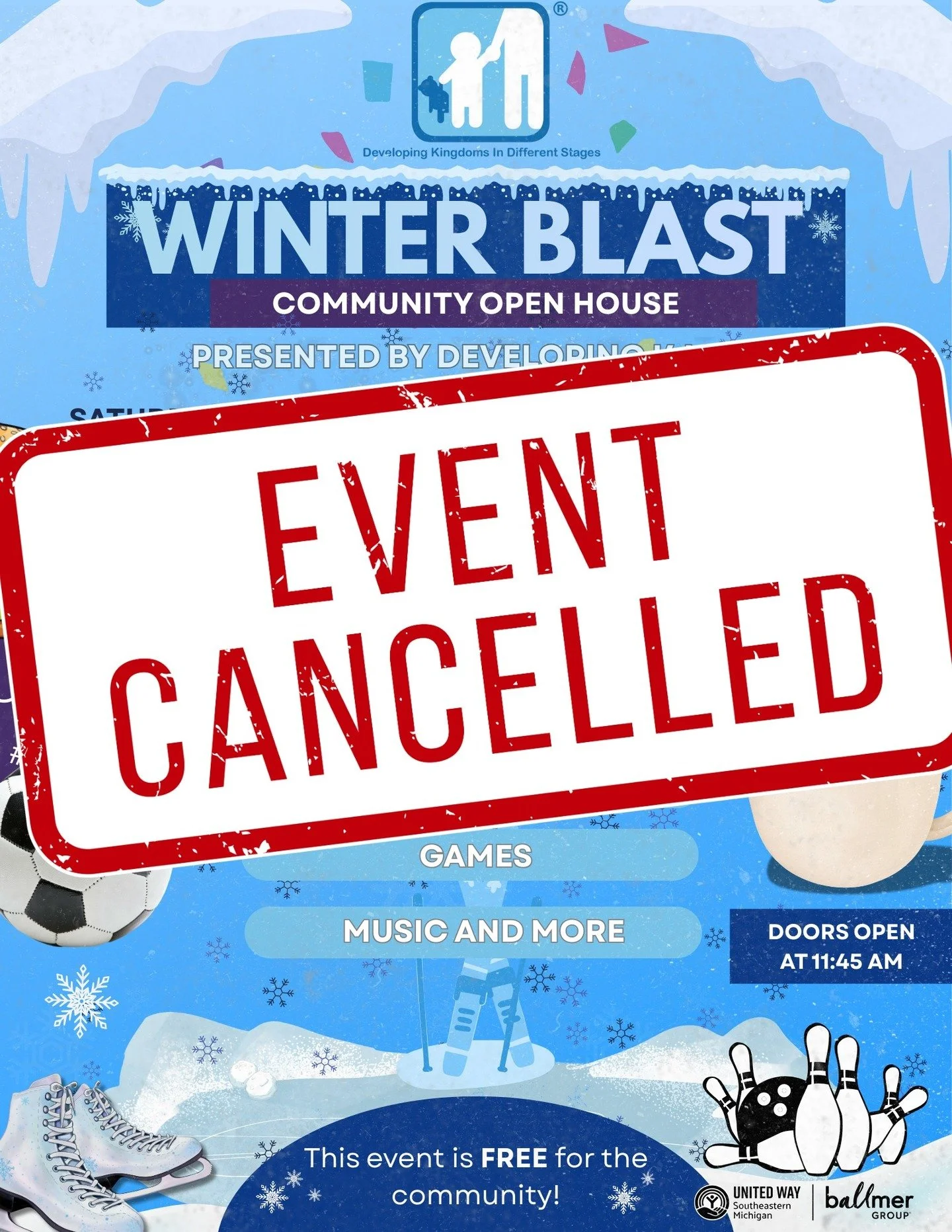 IMPORTANT UPDATE: Unfortunately, due to inclement weather the DK community Winter Blast event is cancelled. 

Thank you for your continued support and we look forward to gathering with you soon.💙