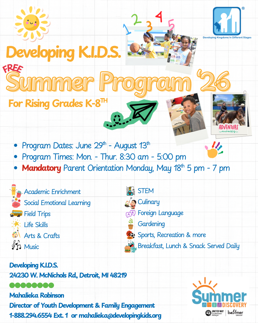 Summer Program Detroit - Youth activities - Developing K.I.D.S ...