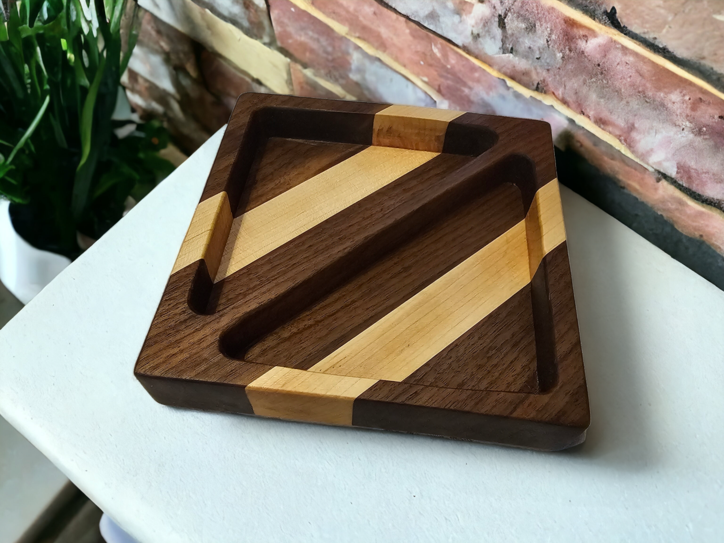 Two Sided Walnut and Maple Catchall Tray