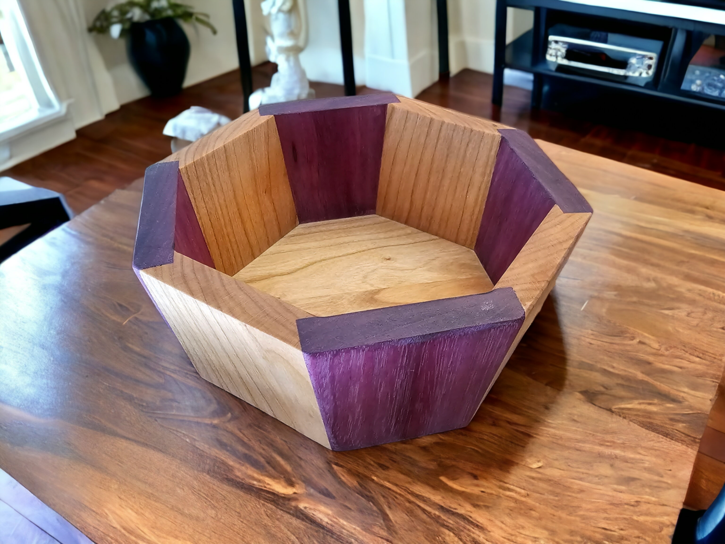 Cherry and Purpleheart Octagon Bowl