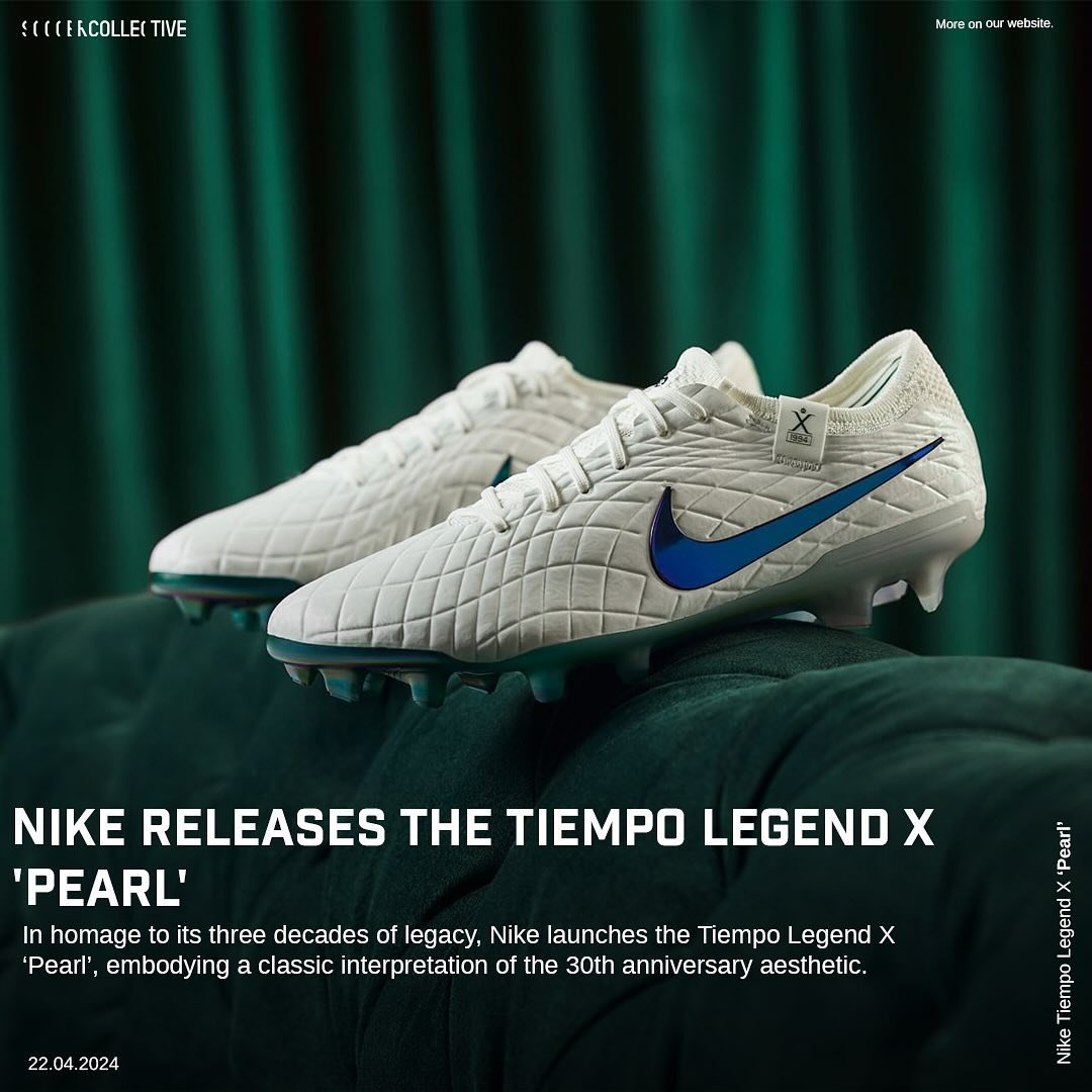 In honoring three decades since its debut, Nike introduces the Tiempo Legend X &lsquo;Pearl&rsquo;, offering a more traditional approach to the 30th anniversary theme. Following the earlier release of the Tiempo Legend X &lsquo;Emerald&rsquo; this mo